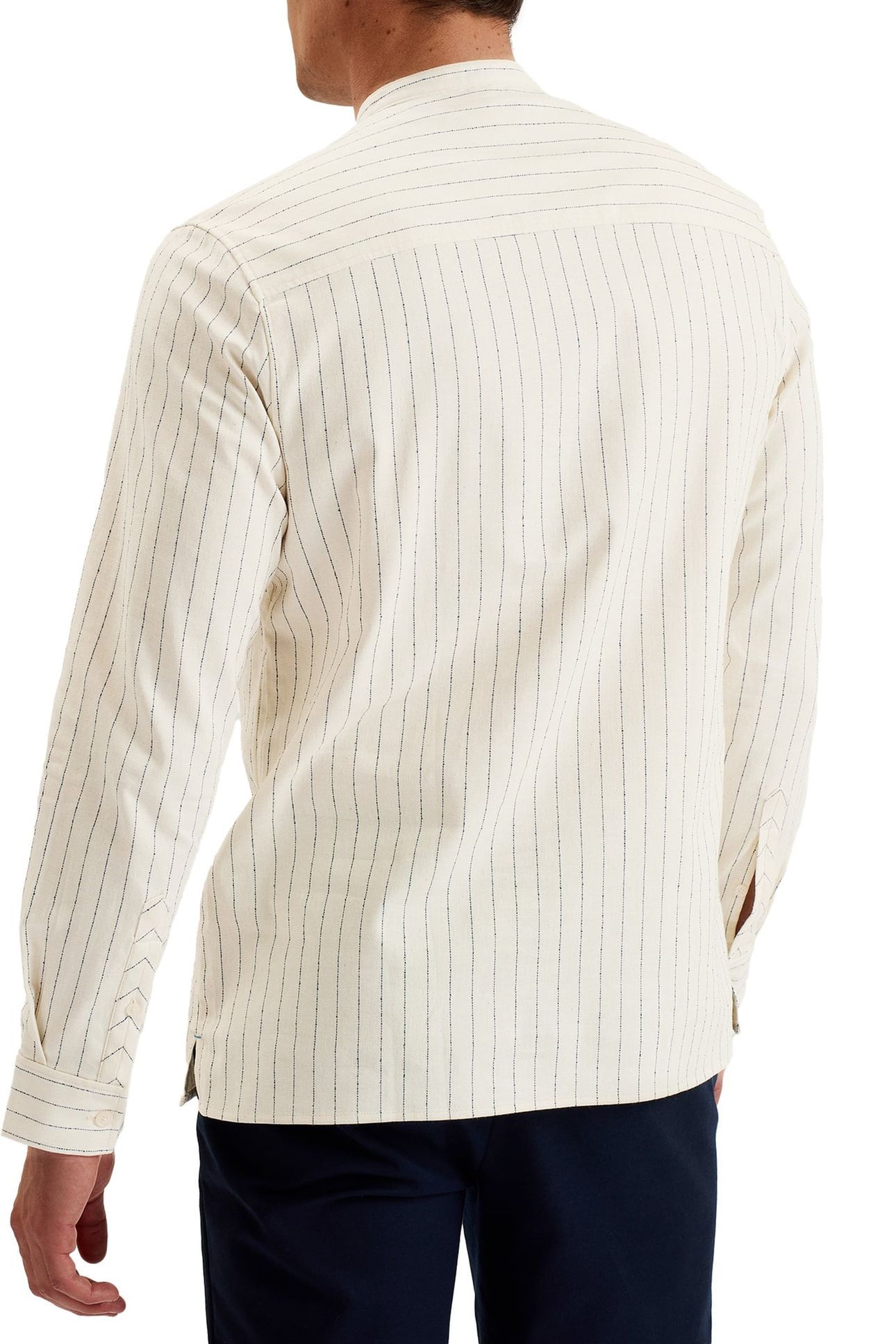 BASTIUN LS RELAXED GRANDAD COLLAR SHIRT ECRU 2
