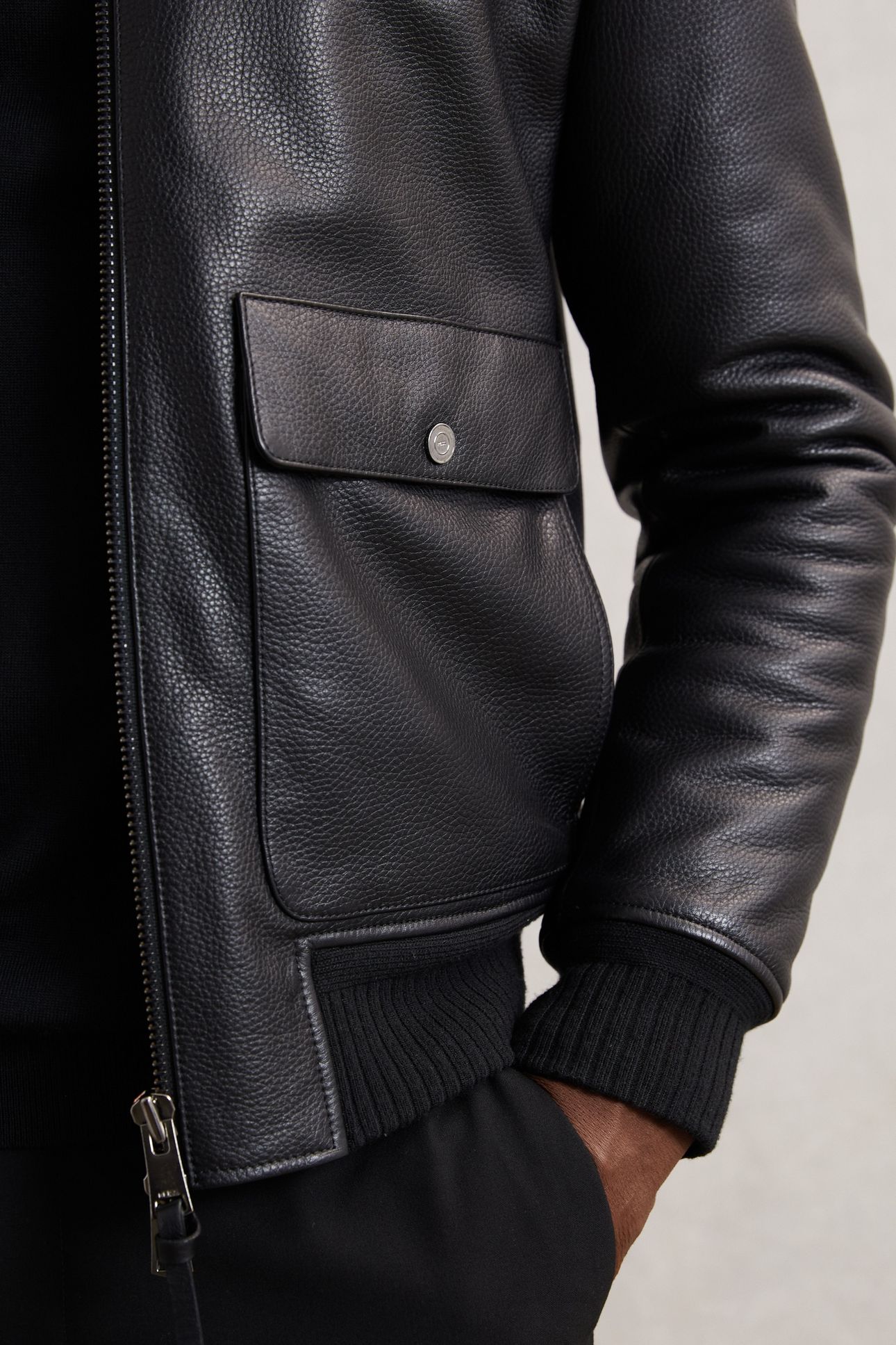 LS SHEARLING COLLAR LEATHER JACKET BLACK 5