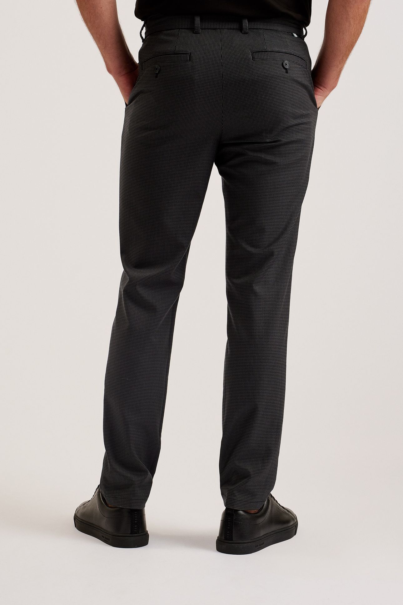 NOUNDS MIRCO HOUNDSTOOTH SLIM TROUSERS GREY 2