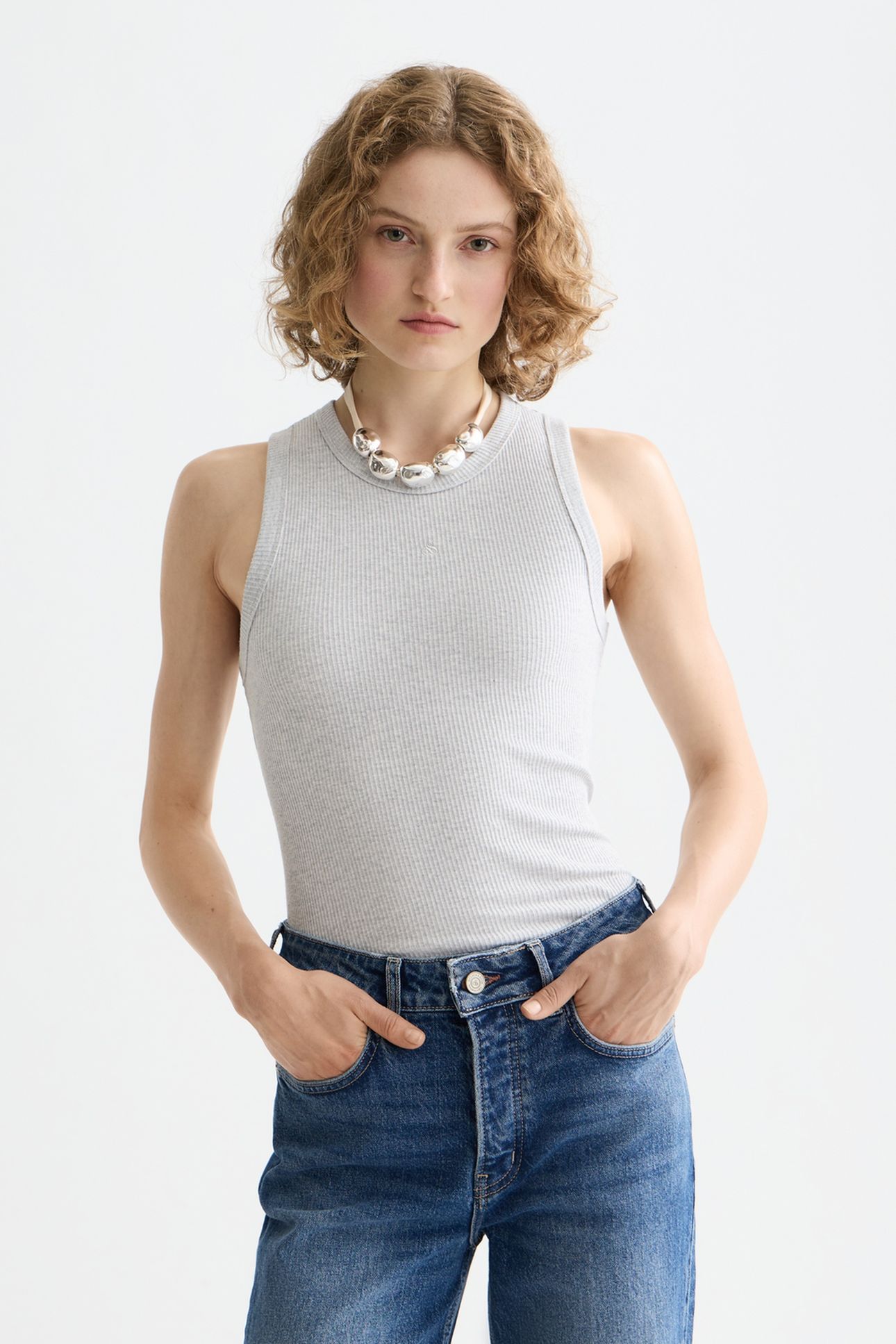 CORE RIB RACER TANK MEDIUM GREY 1