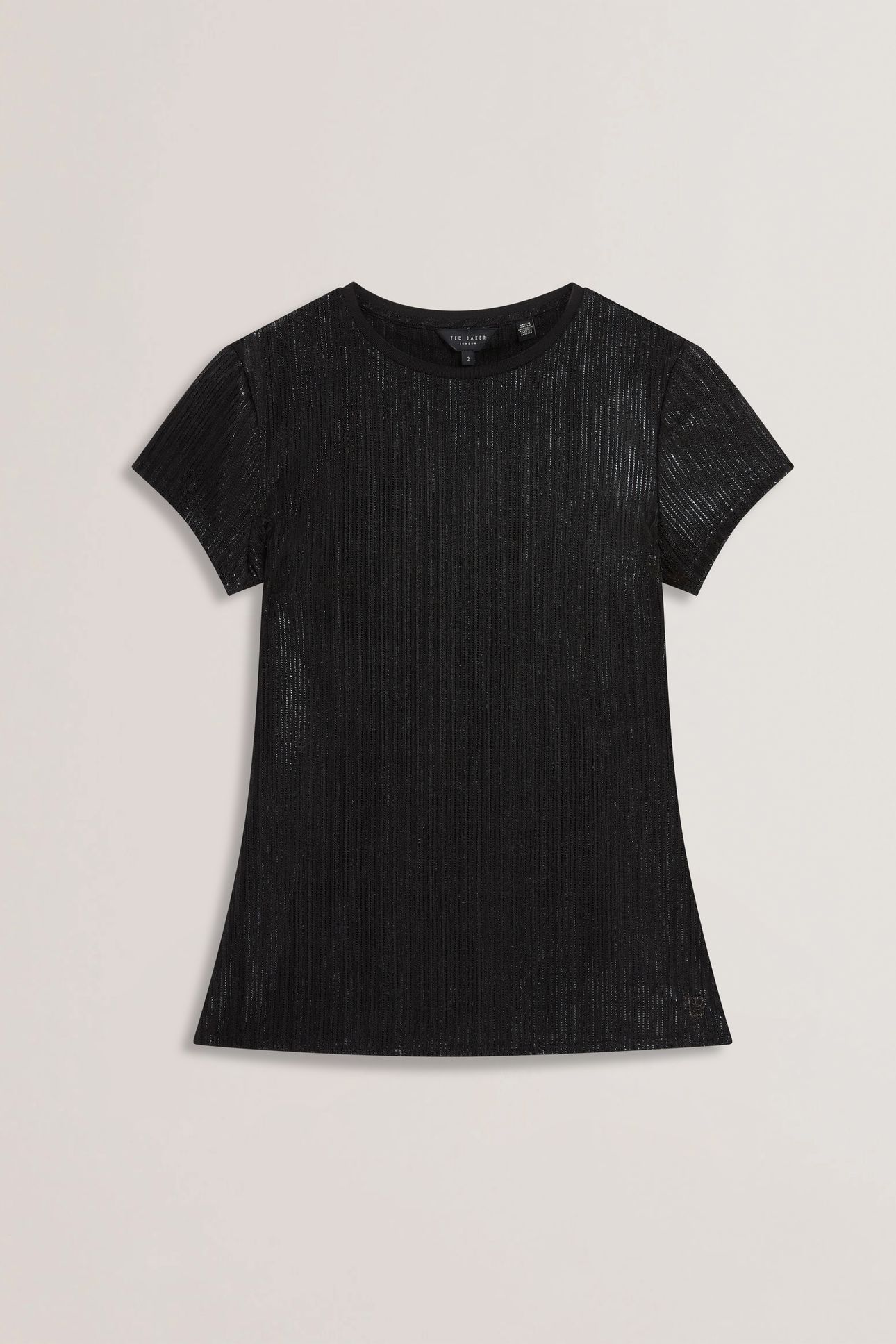 METALLIC SHORT SLEEVE CREW NECK TEE BLACK 3