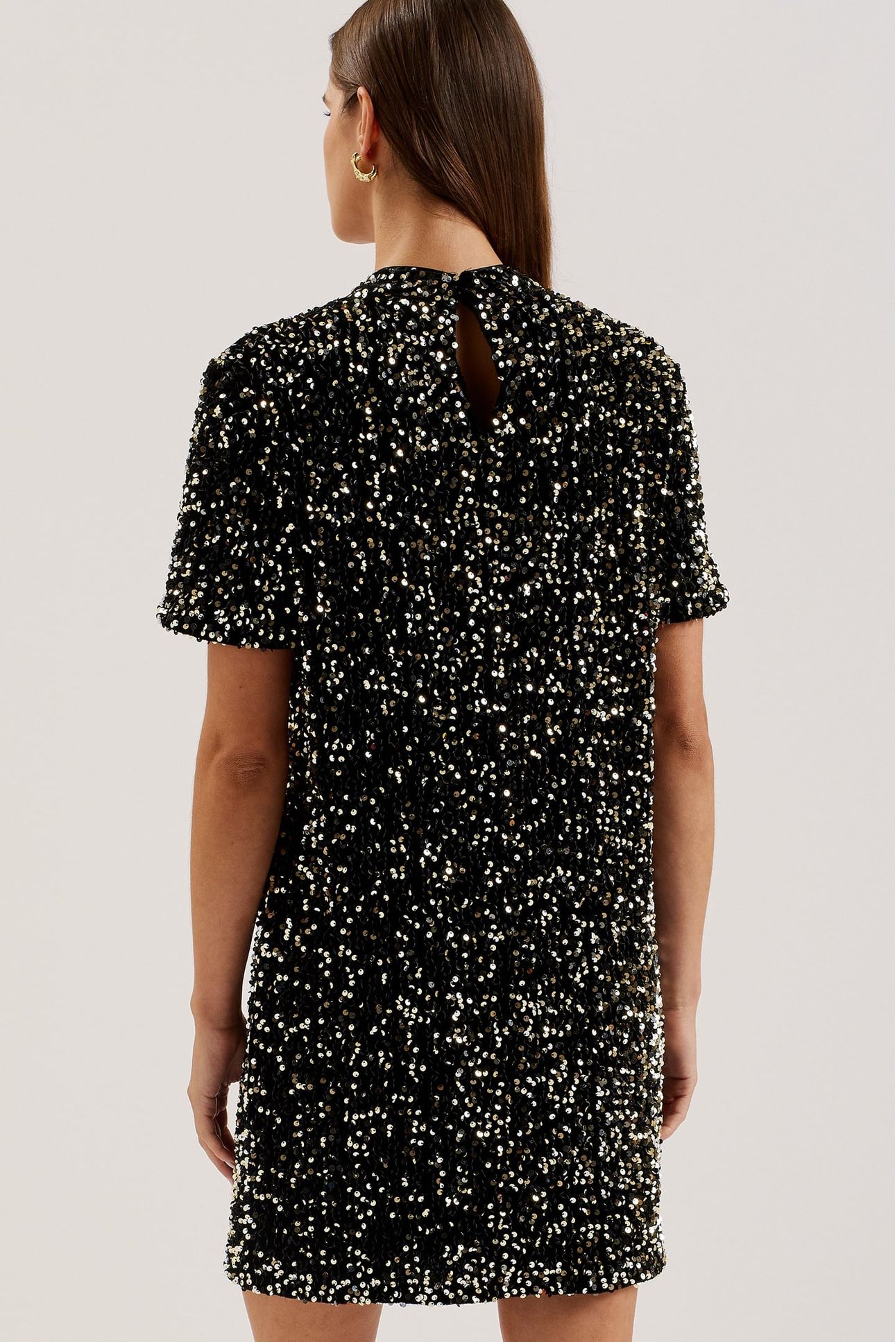 AUDRIYY VELVET SEQUIN T SHIRT MINI BLACK 3