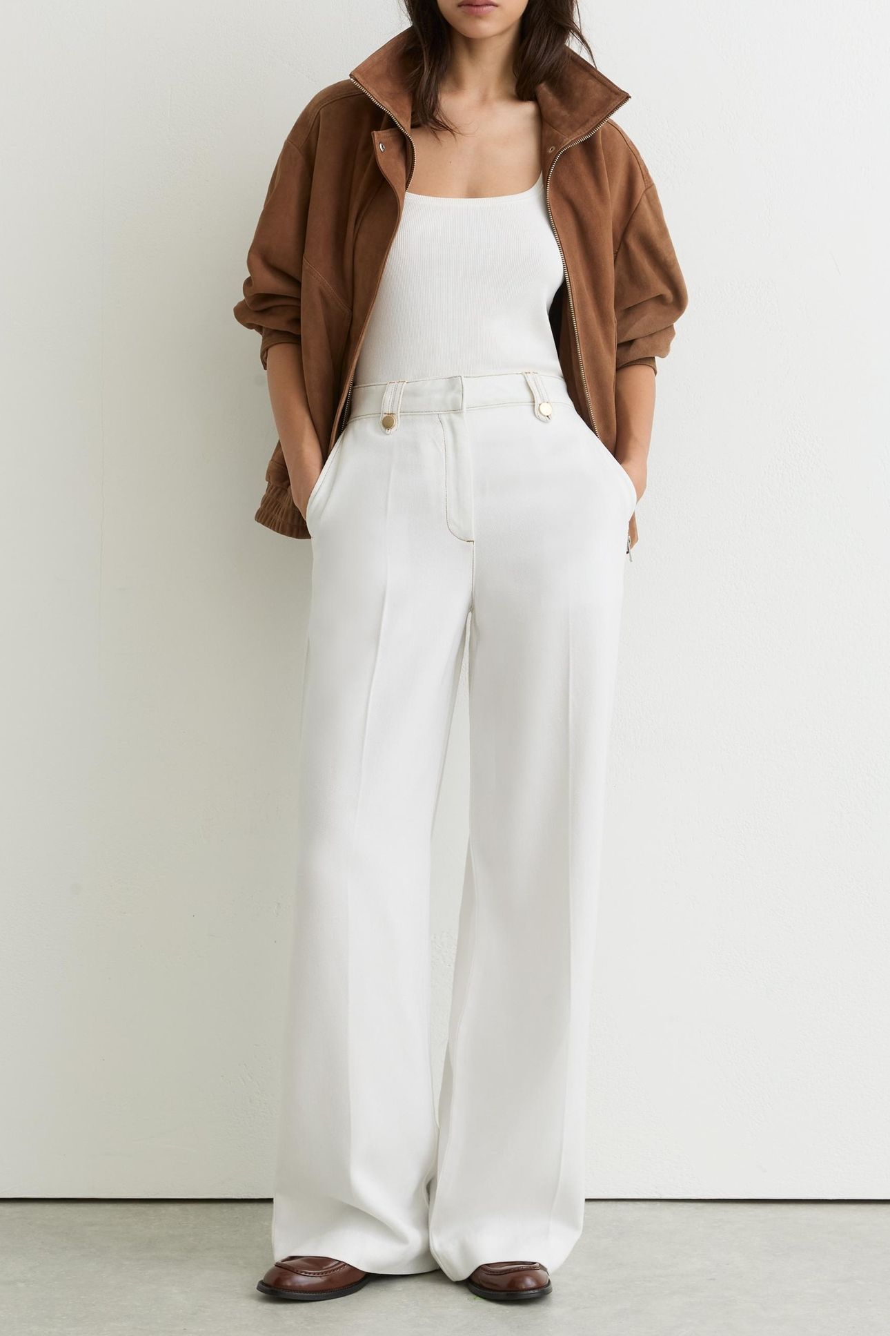 DETAIL WIDE LEG TROUSER WHITE 1