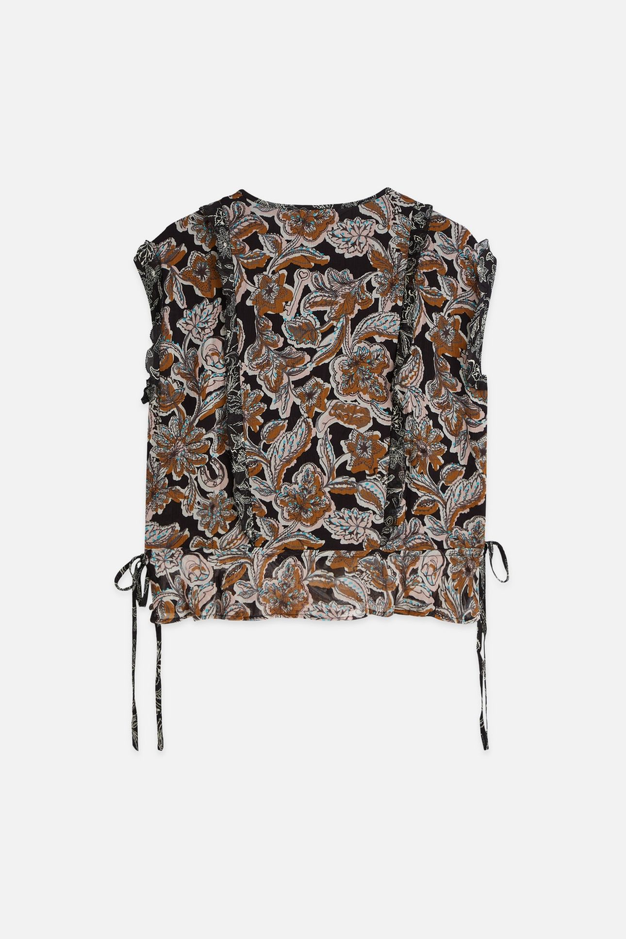PRINTED CHIFFON TOP WITH RUFFLE DETAILS LUCKY BANDANA MULTI 5