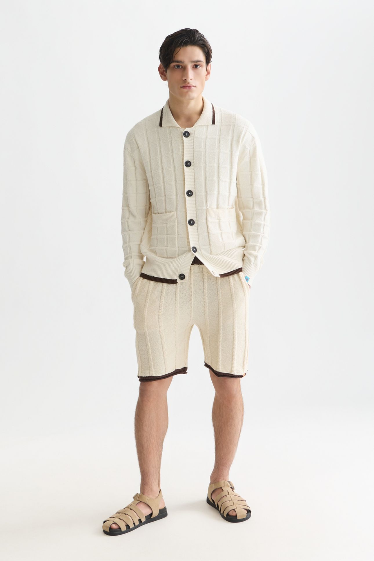 STRUCTURED BOUCLE CARDIGAN LIGHT BEIGE 3