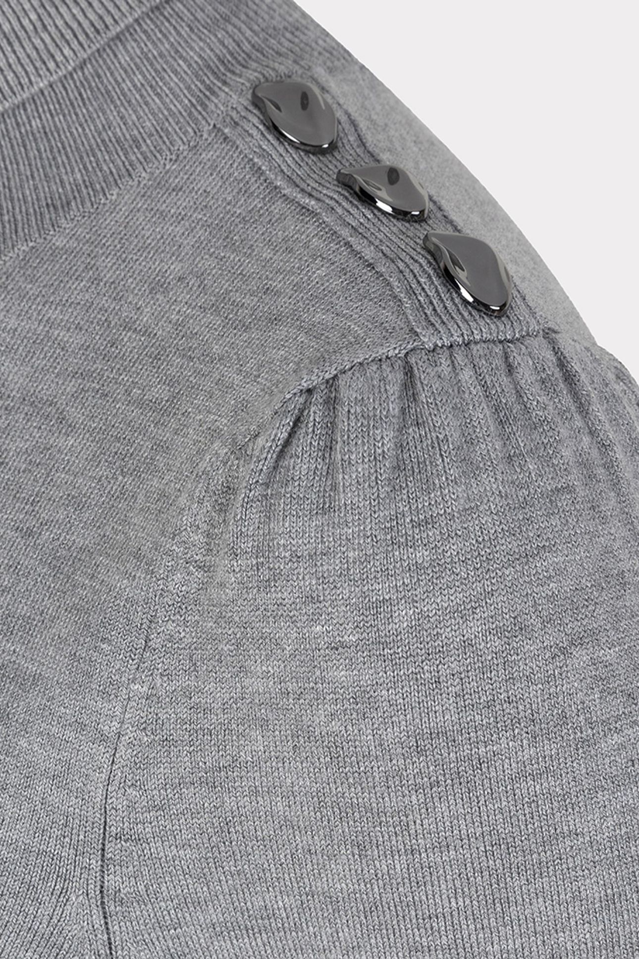 SWEATER SHLDR BUTTON COL BASIC KNIT GREY MELANGE 1