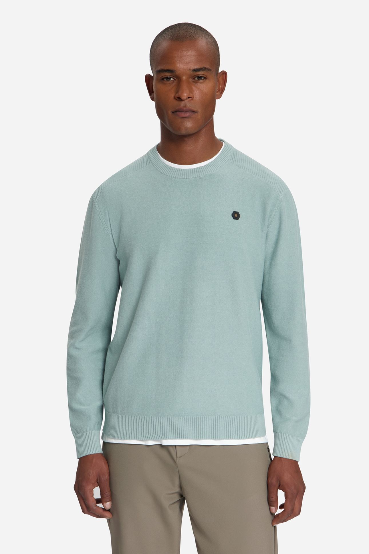 PULLOVER CREWNECK SHOULDER DETAIL DUSTY BLUE 1