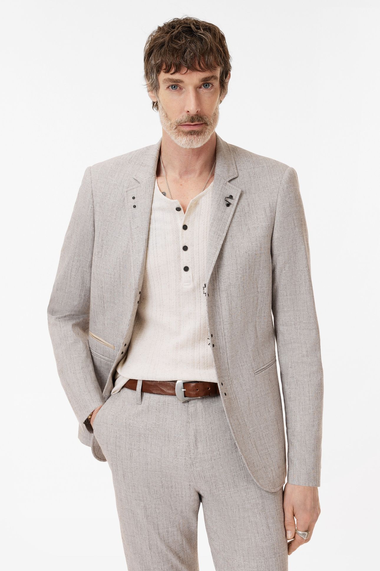 WALLACE JACKET - SLIM FIT NOTCH LAPEL MUSHROOM 1