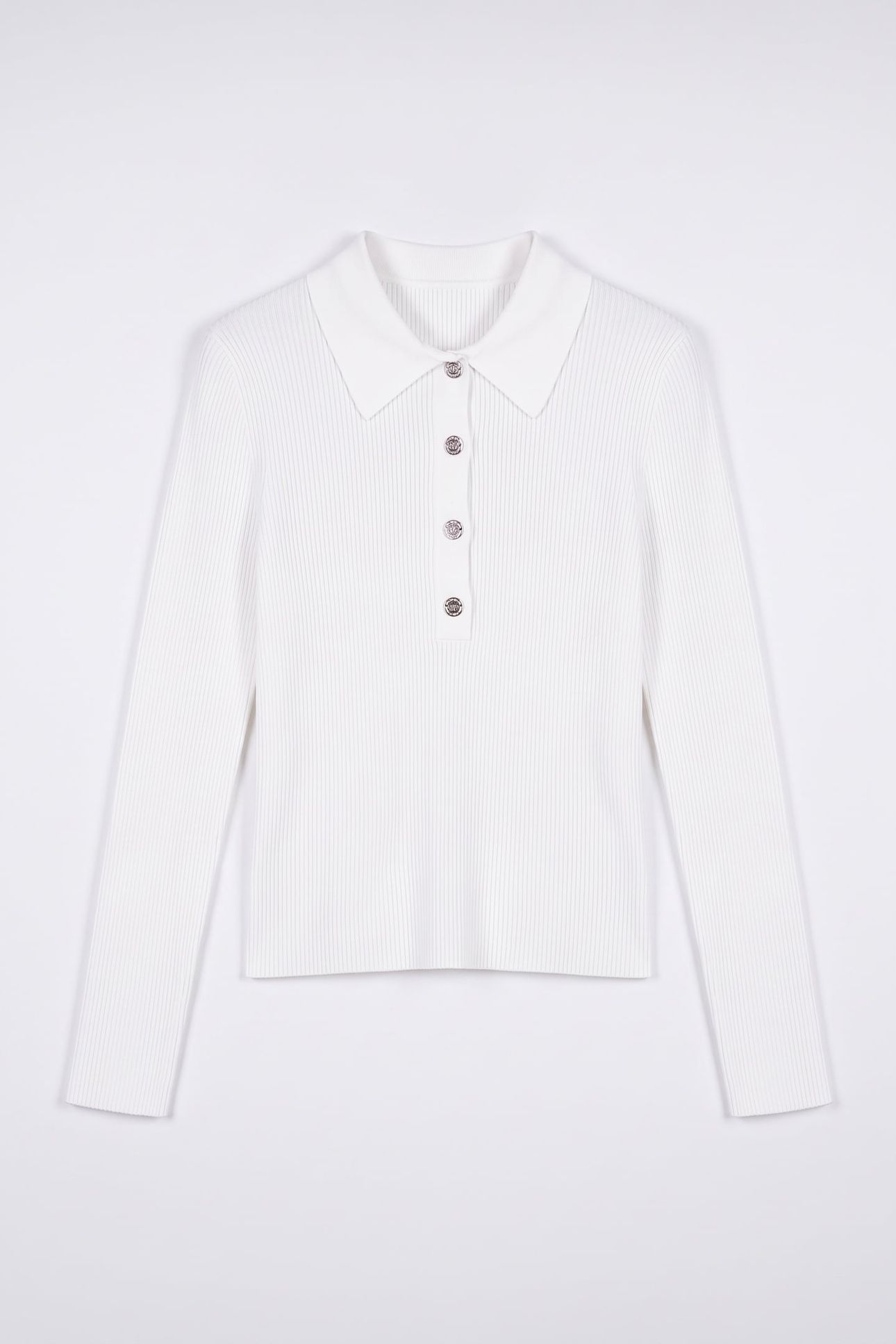 POLO NECK CLEAN LS TOP WHITE 3