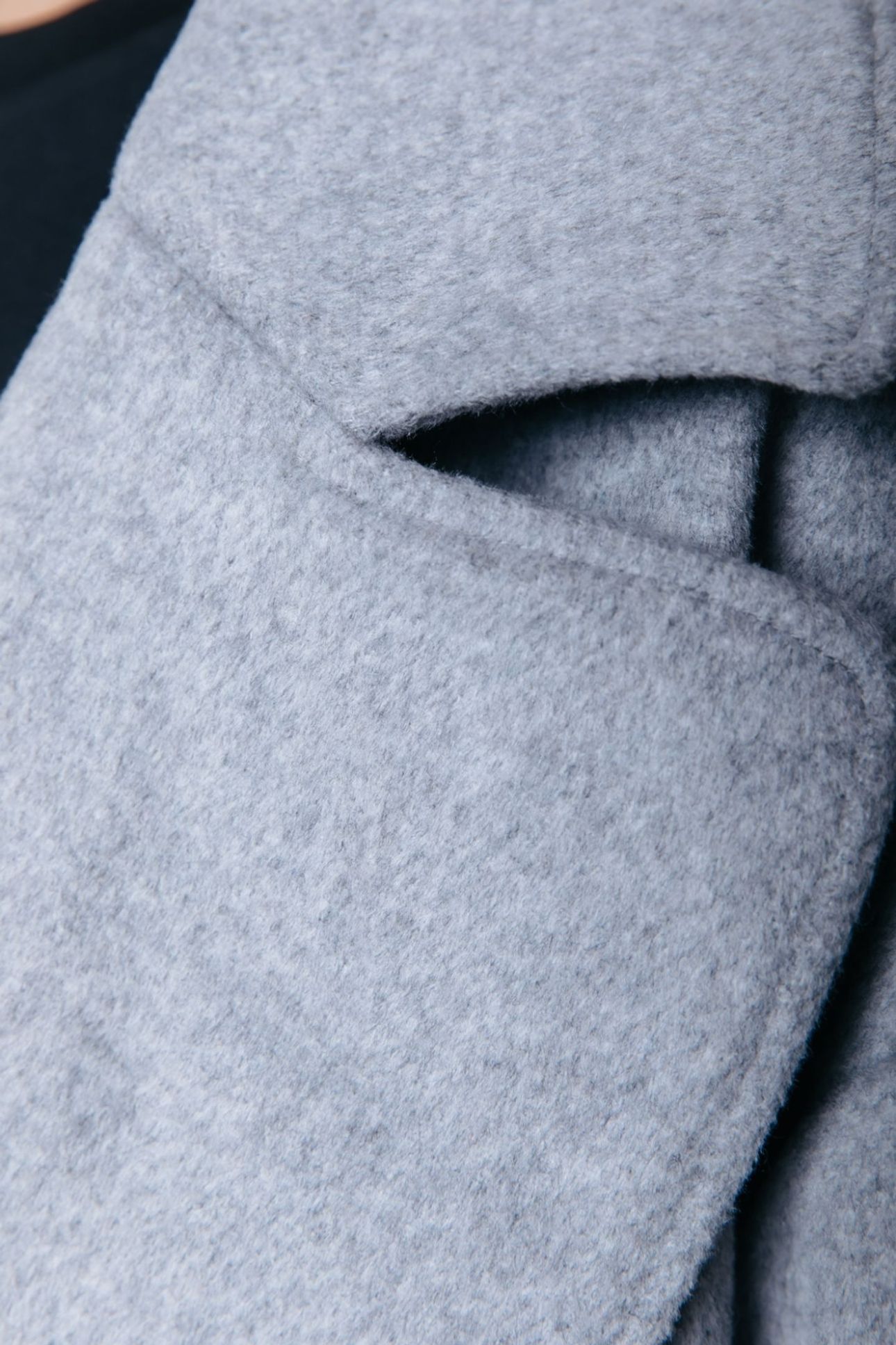 ZANIA DOUBLE BREASTED WOOL LONG COAT LIGHT GREY MELANGE 7