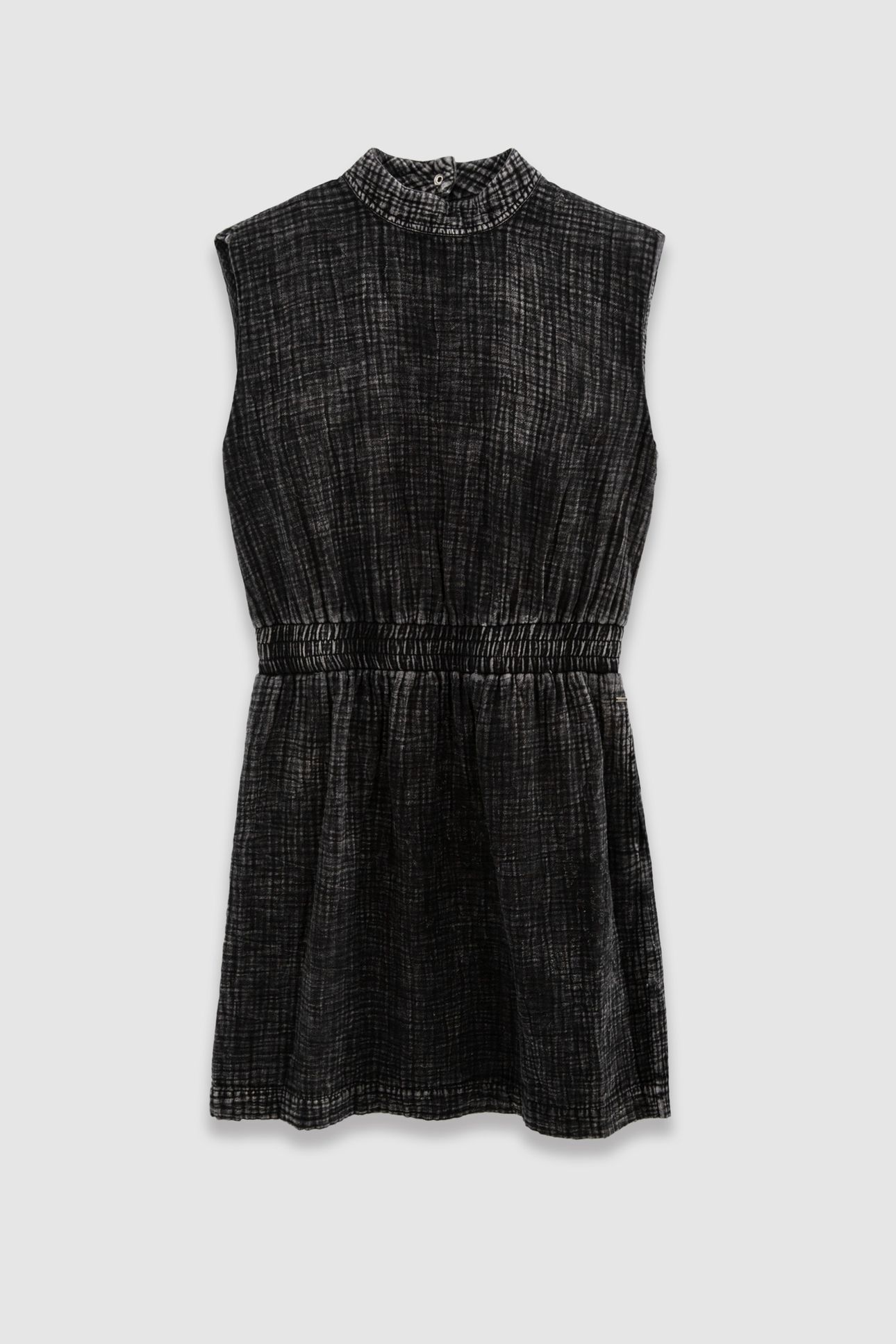 GREY COTTON GAUZE SLEEVELESS DRESS WITH V BACK 4