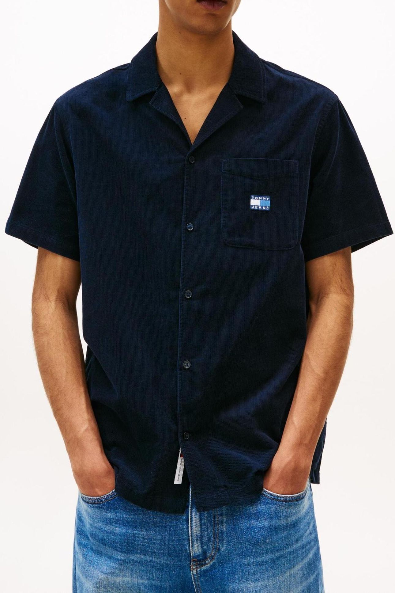 TJM CORD REG CAMP SHIRT DARK NIGHT NAVY 1