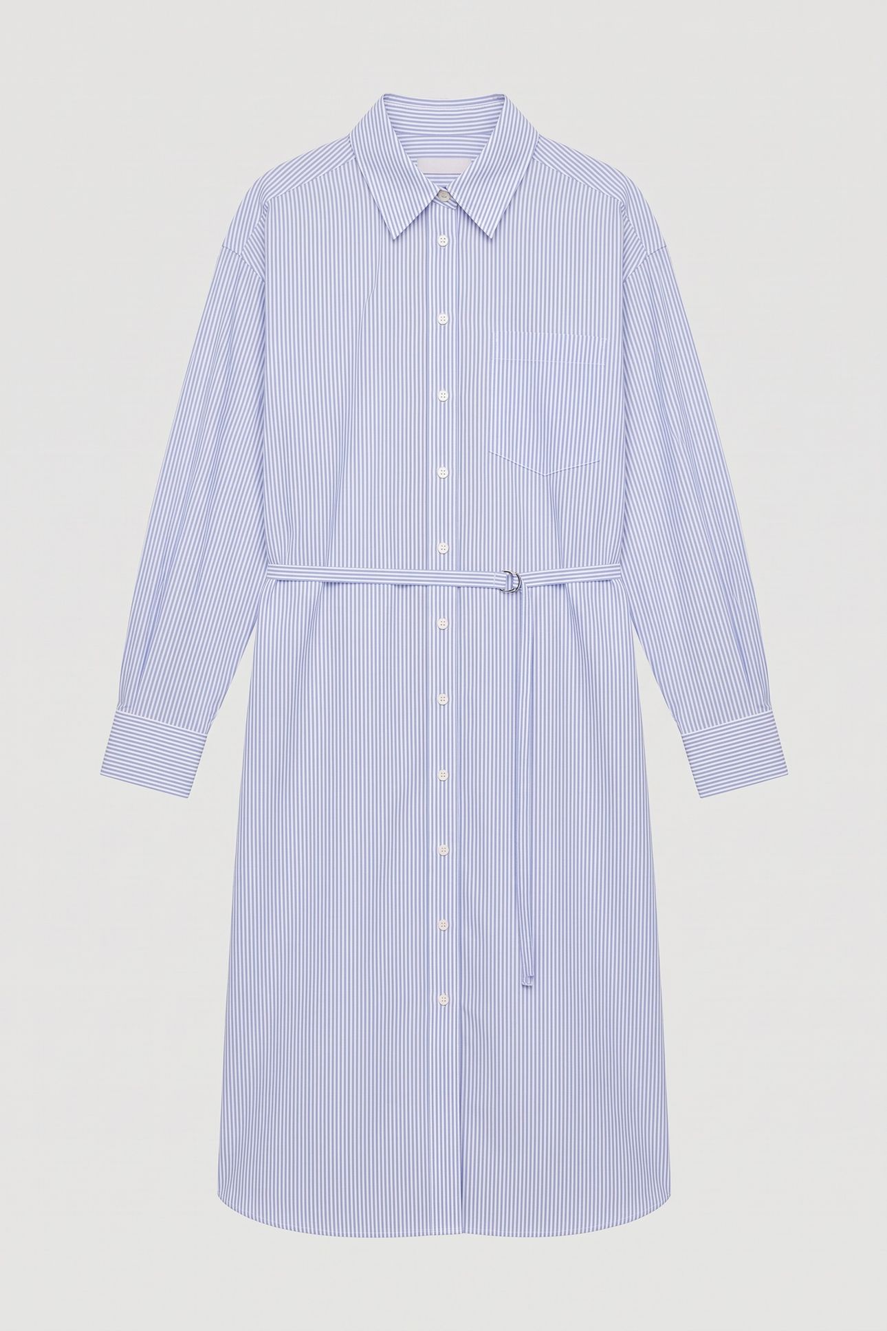 POPLIN SHIRT DRESS WHITE AND BLUE STRIPE 4