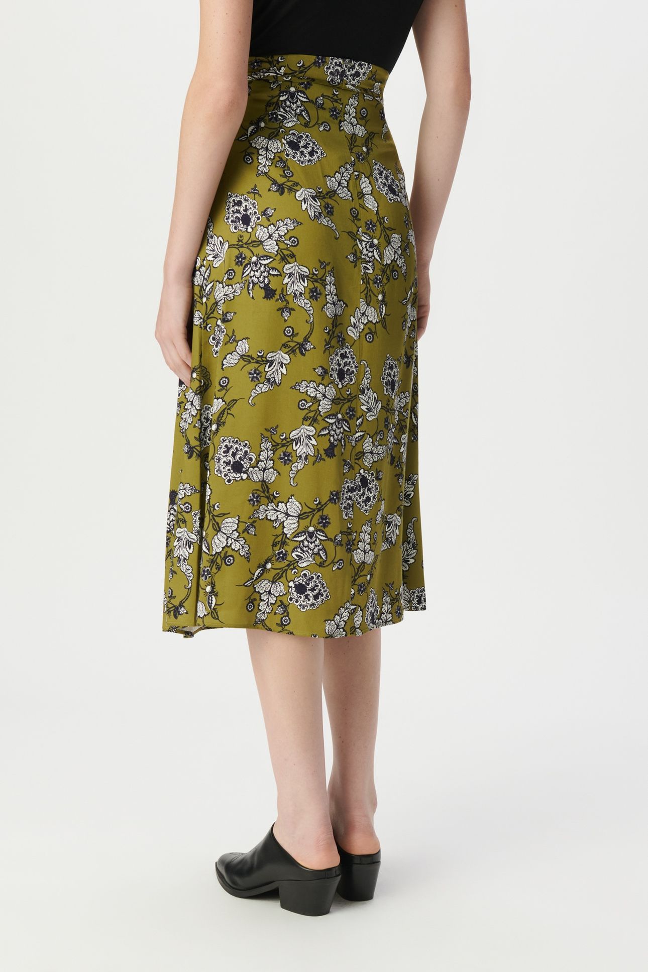 GREEN MIDI SKIRT WITH FLORAL PRINT 2