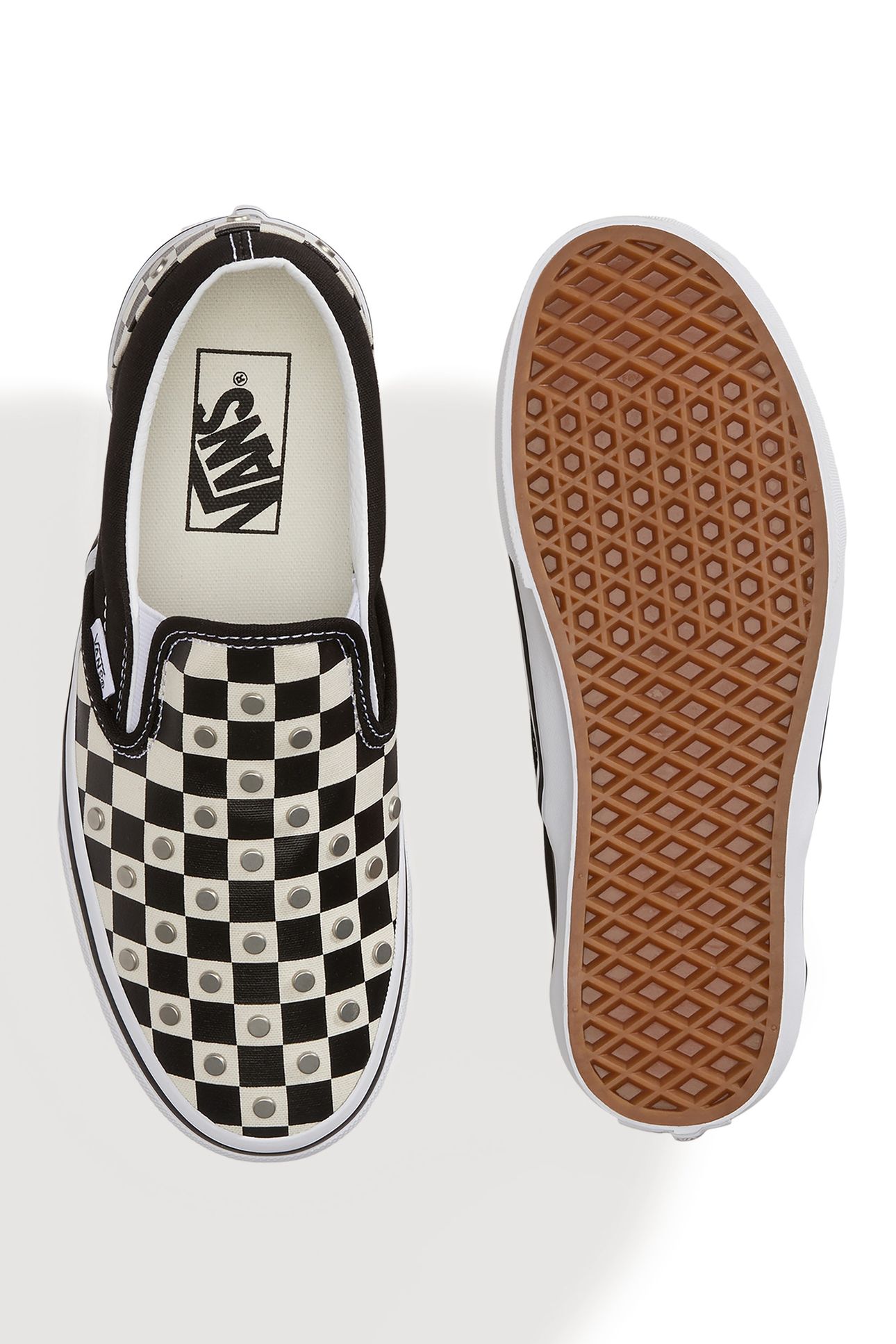 UNISEX CLASSIC SLIP-ON CHECKERBOARD STUDS BLACK 5