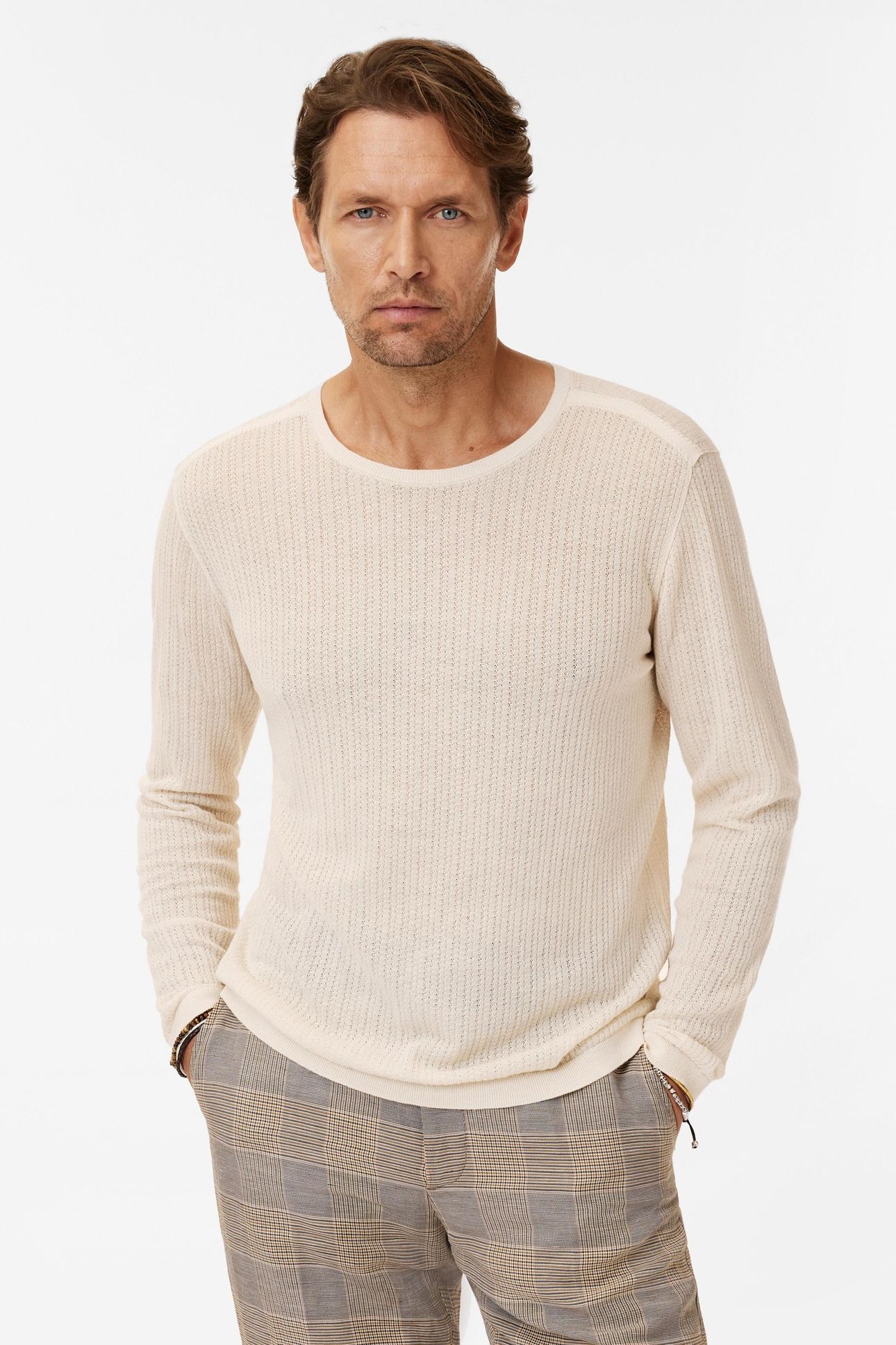 ESPERIA REGULAR FIT LS CREWNECK WITH PIN EGG SHELL 1