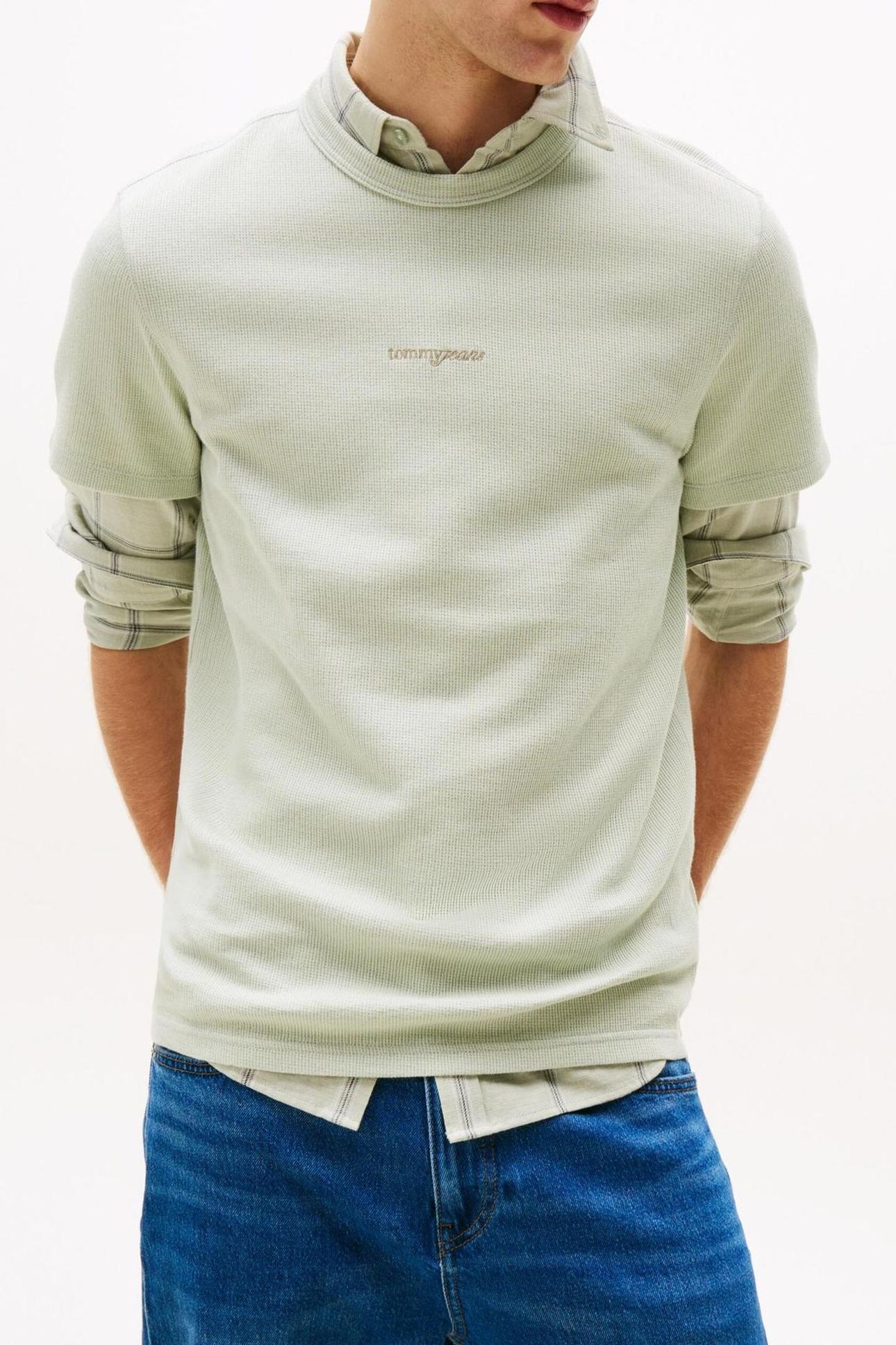 TJM SLIM WAFFLE TEE MISTY SAGE 1