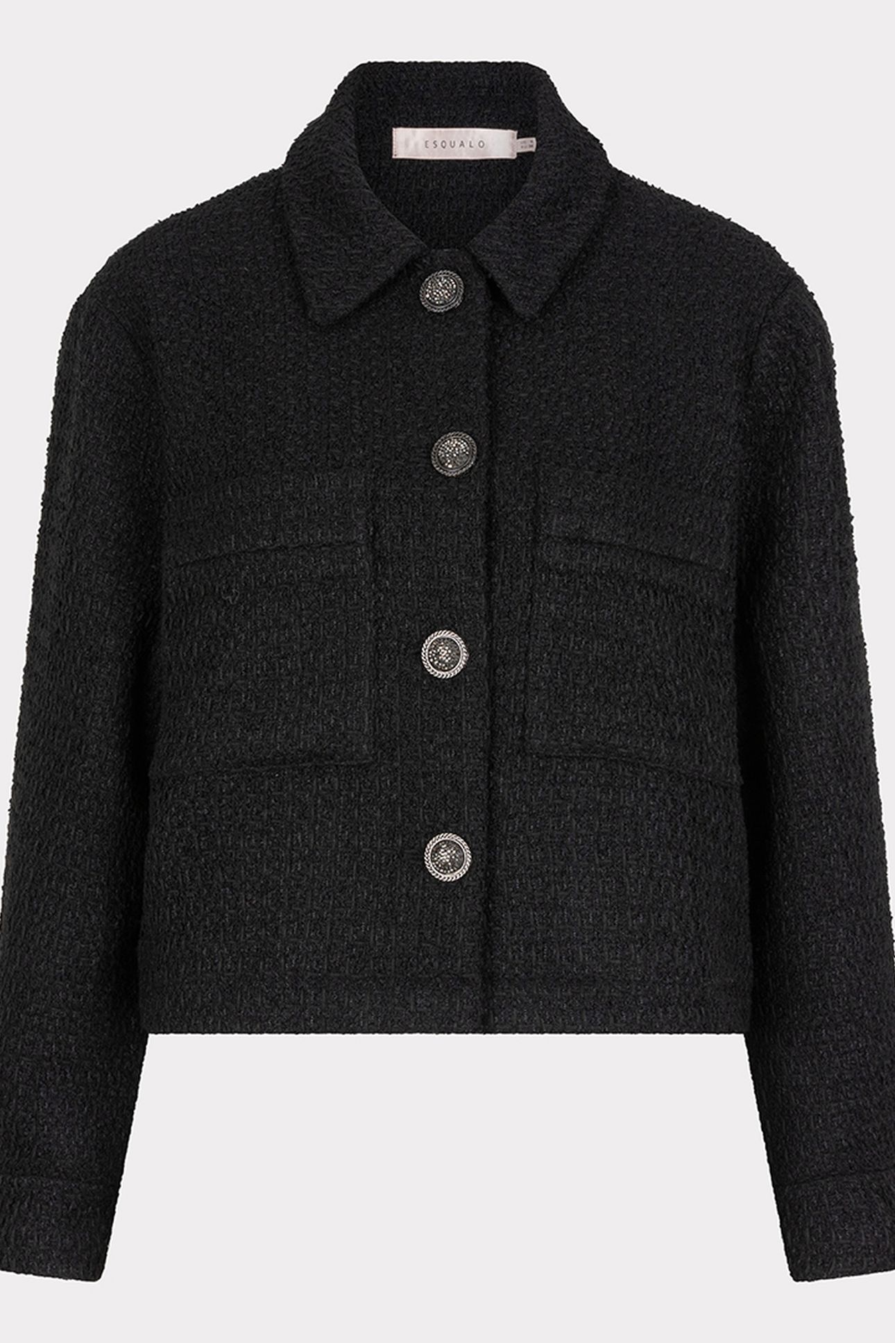JACKET SOLID TWEED FANCY BUTTONS BLACK 4