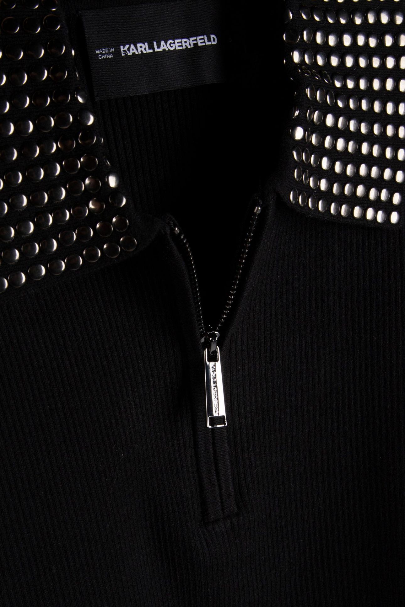 STUD DETAIL COLLAR KNIT POLO BLACK 4