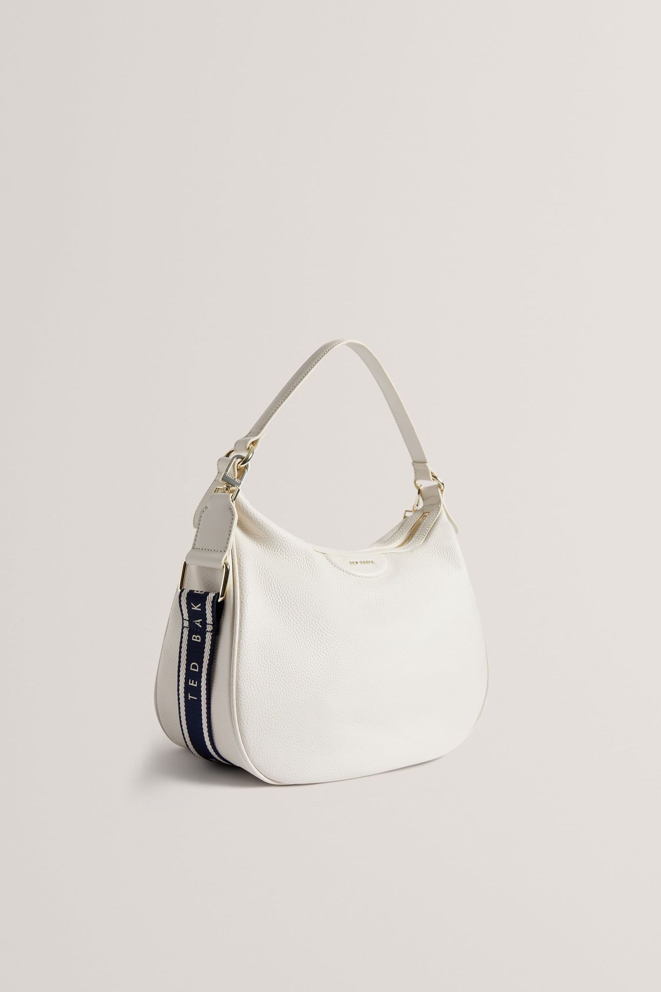 ESIAH WEBBING SLOUCHY LEATHER HOBO ECRU 3