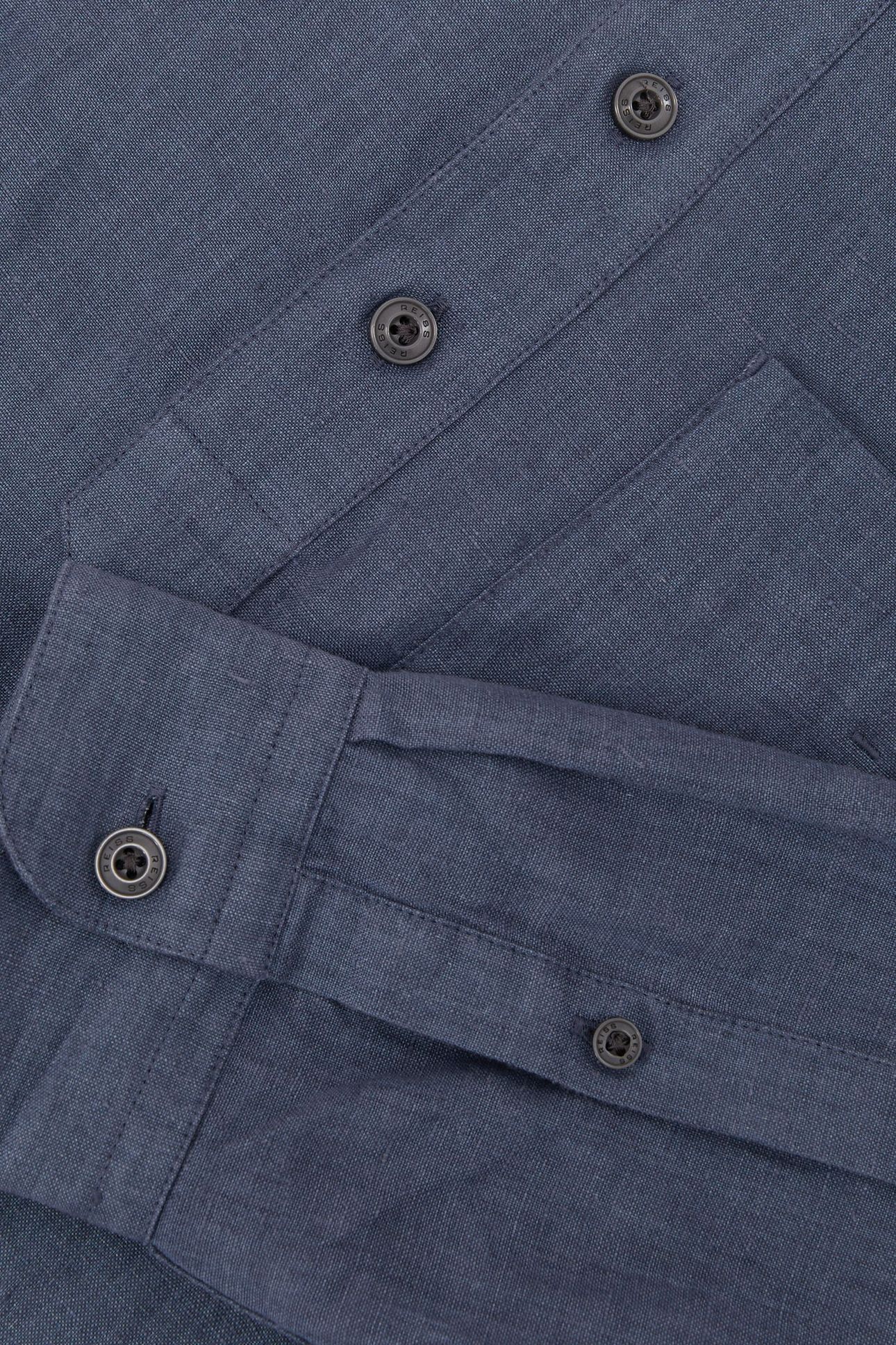 LS HALF BUTTON GRANDAD LINEN SHIRT DENIM BLUE 6