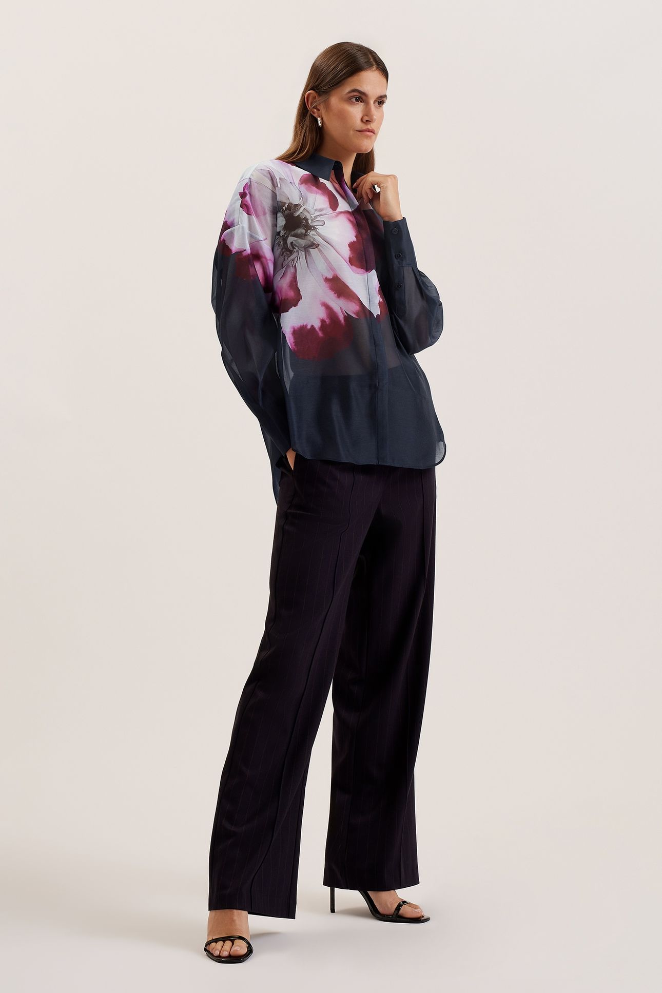 ORRIN PRINTED BUTTON DOWN OVERSIZED NAVY 1