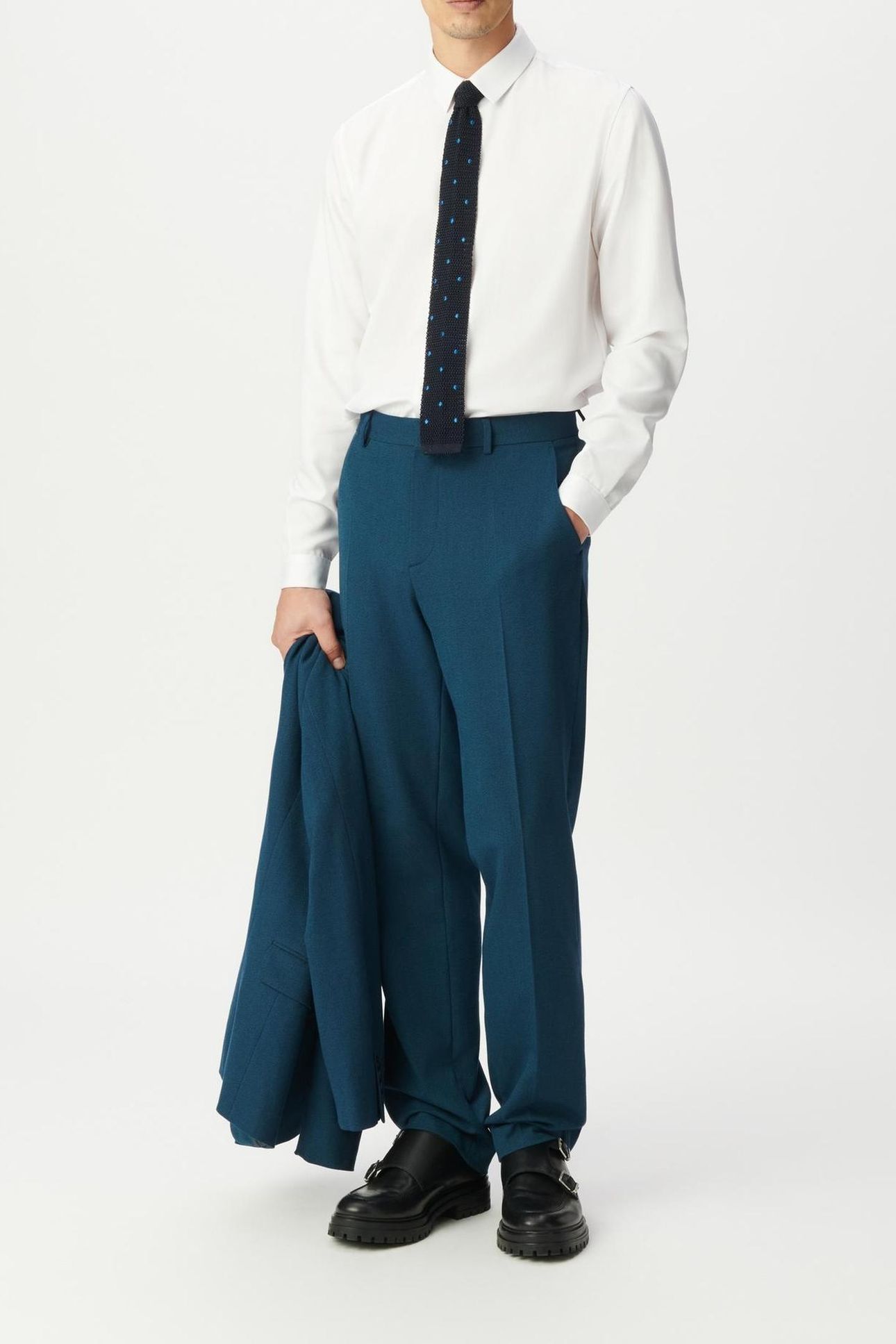 BLUE SEMI-PLAIN SUIT TROUSERS 6
