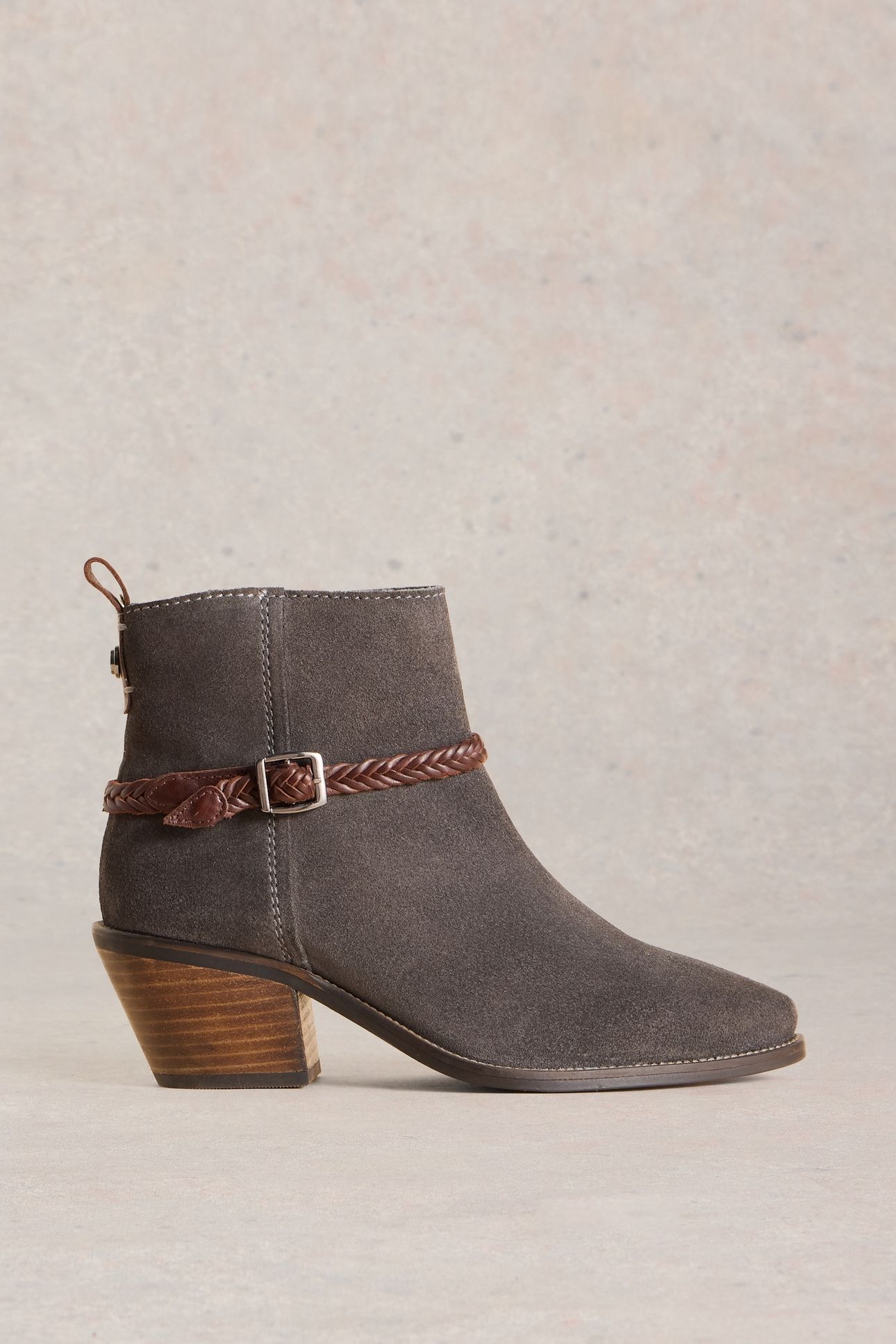 PEONY SUEDE PLAIT STRAP BOOT CHARC GREY 1