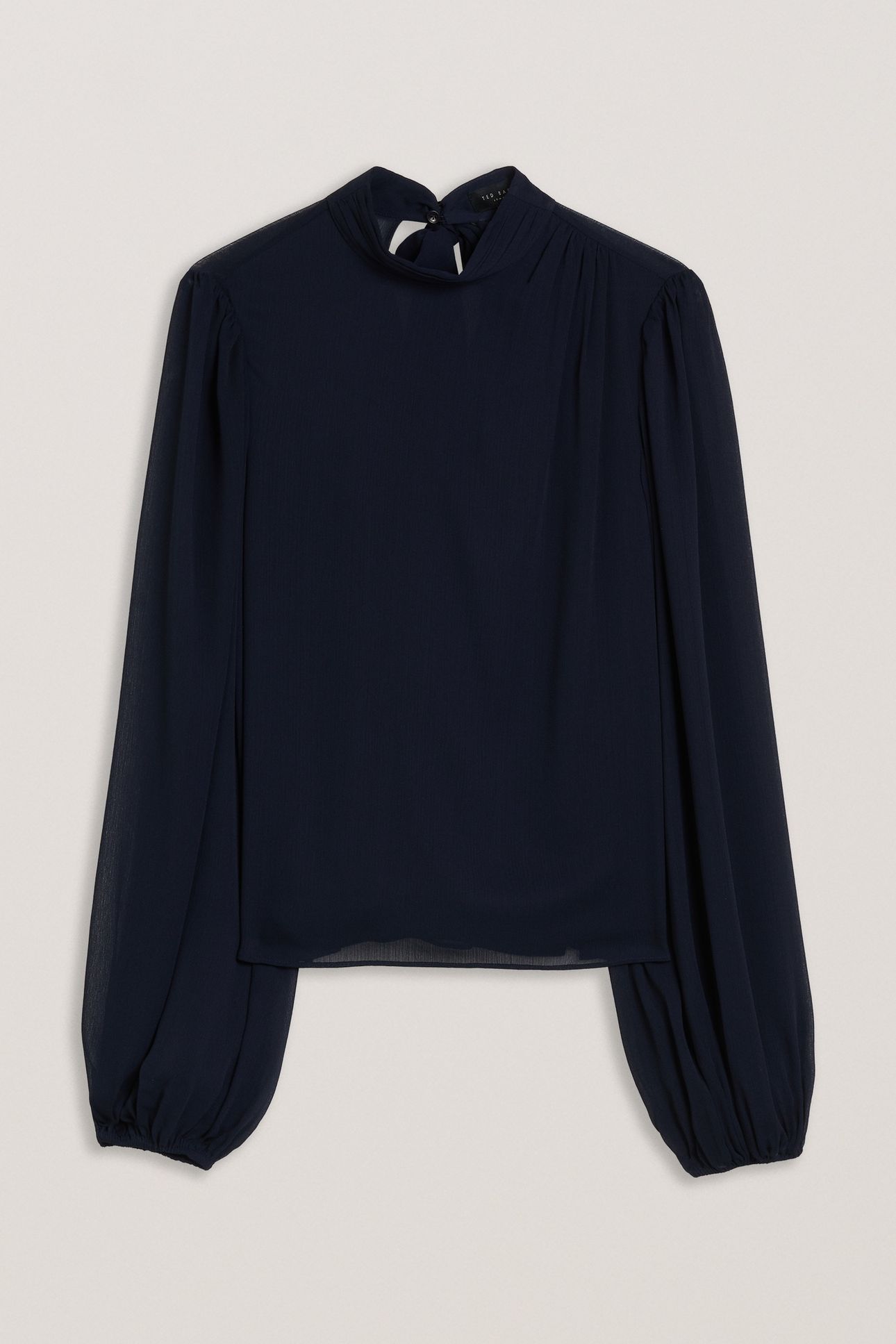 DEERDRA LONG SLEEVE PLEATED TOP NAVY 3
