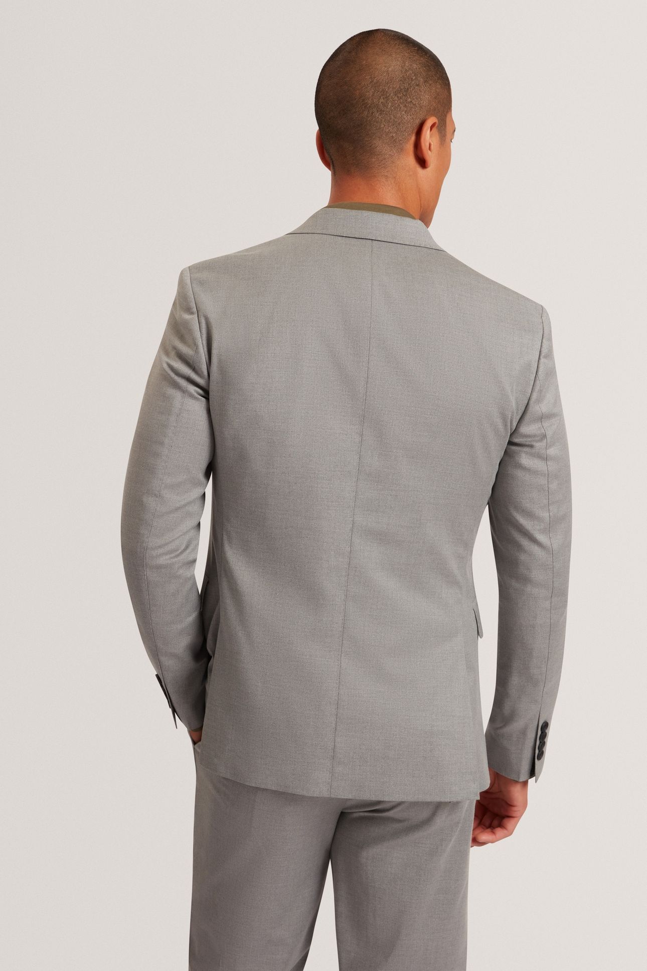SLIM FIT WOOL BLEND SUIT BLAZER GREY 2