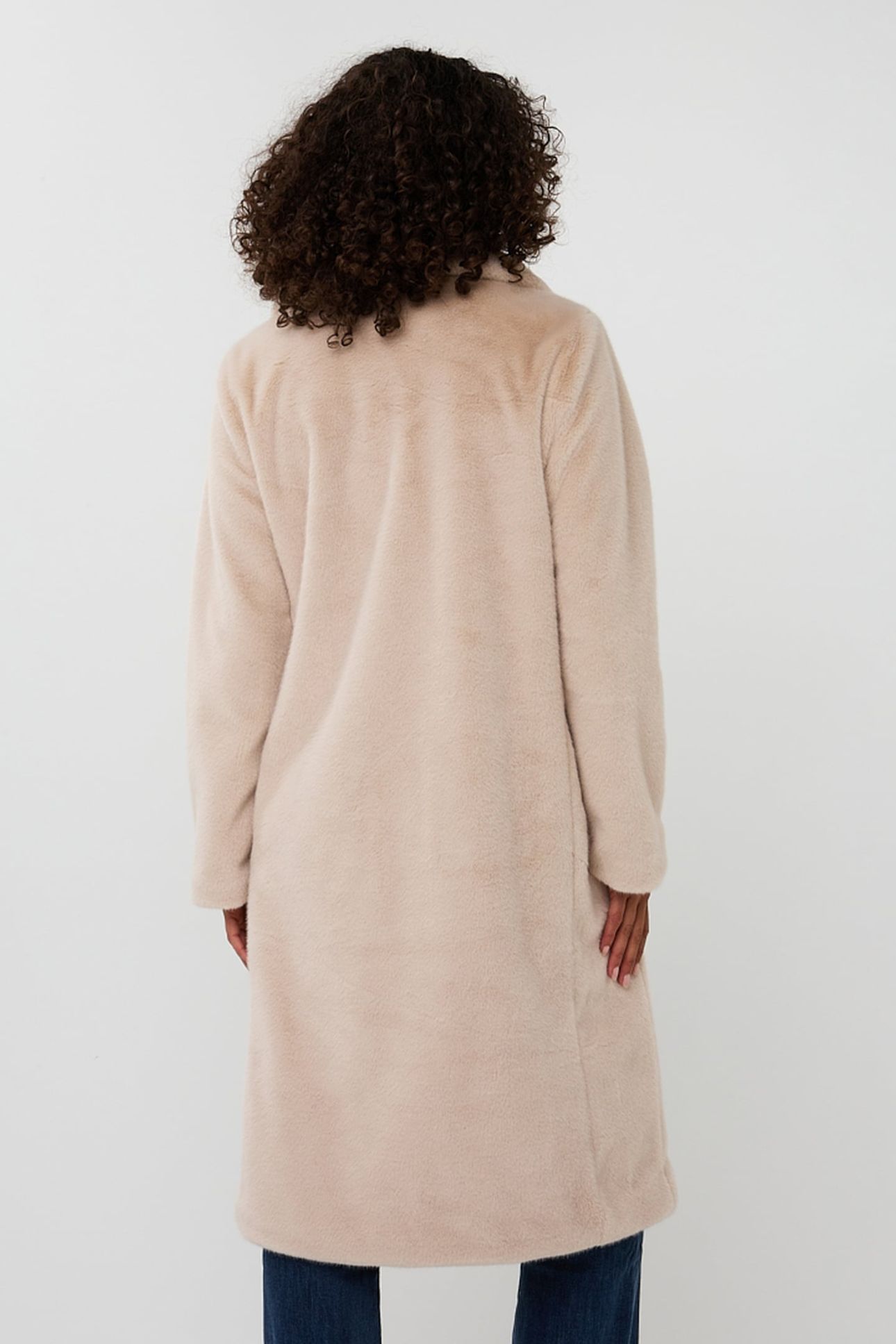 COAT SHAWL COLLAR FAKE FUR SAND 3
