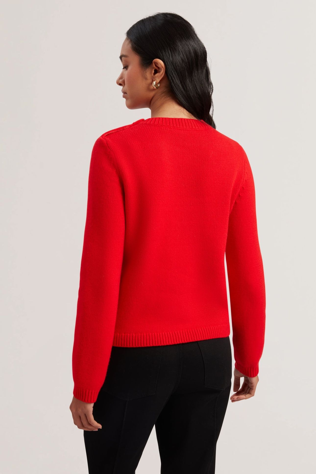 JANHA ROSE BUTTON CREW NECK LONG SLEEVE RED 3
