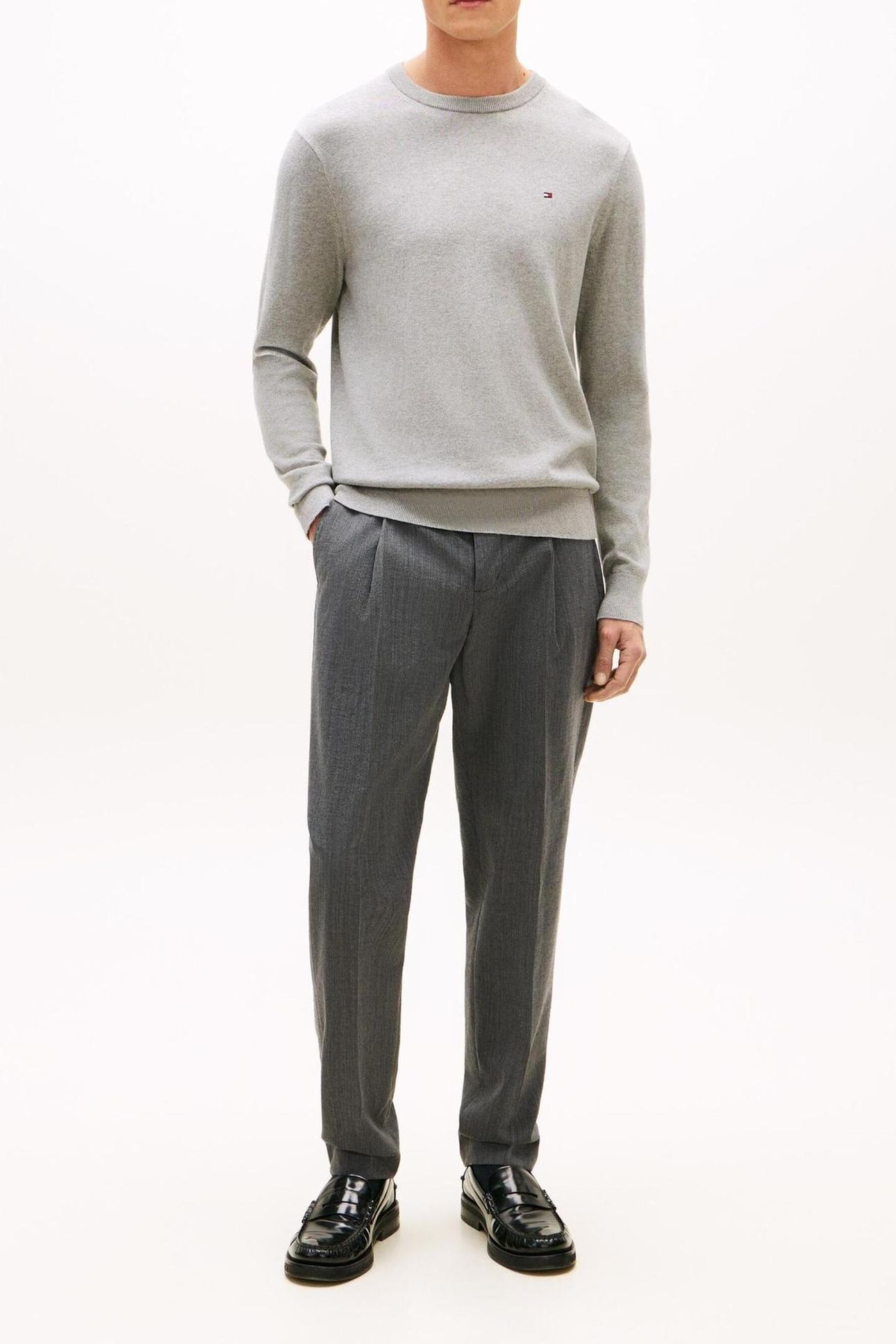 PIMA COTTON CASHMERE SWEATER LIGHT GREY HEATHER 2