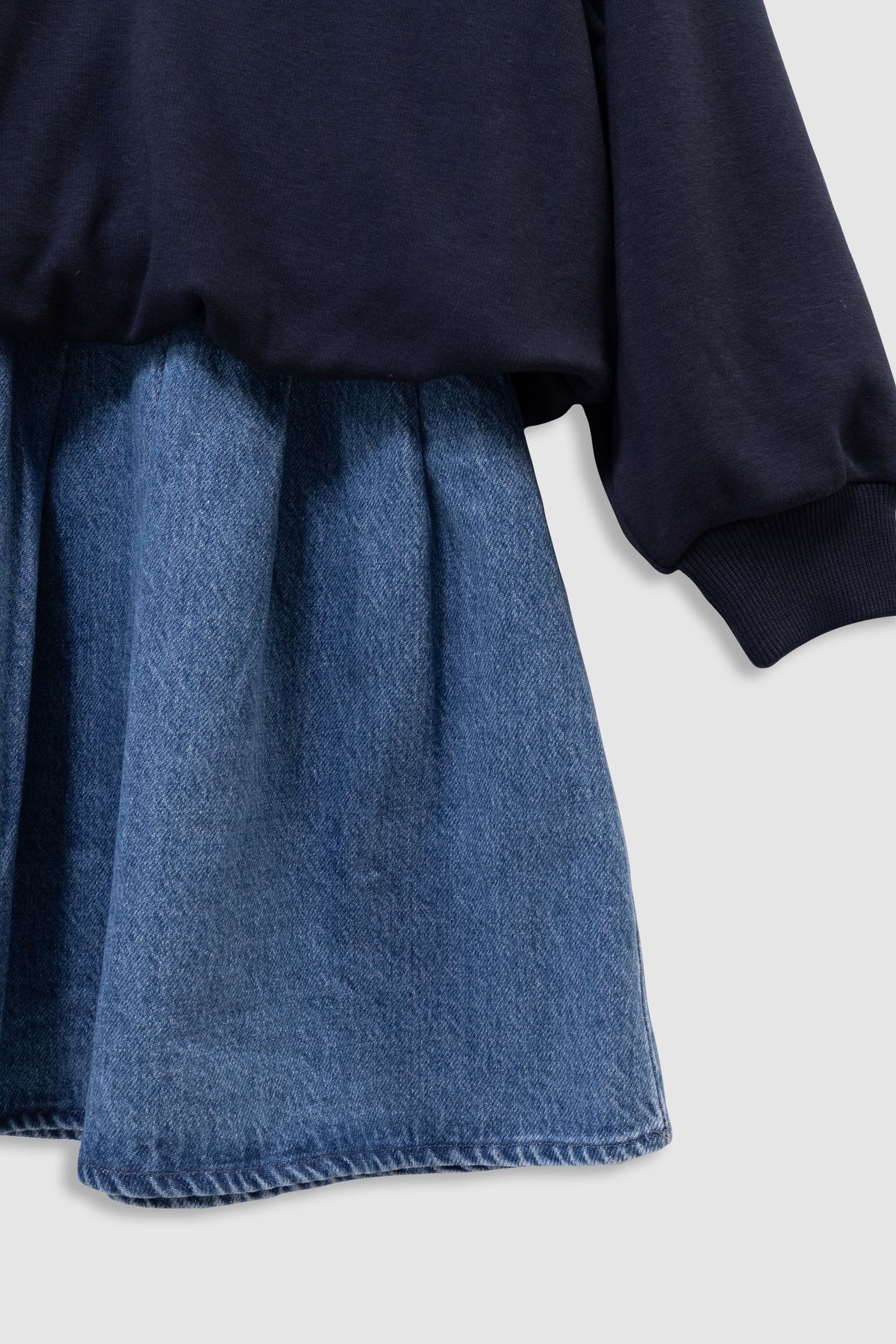 GIRLS’ 2-IN-1 DENIM DRESS AND ZIP-NECK SWEATSHIRT 9