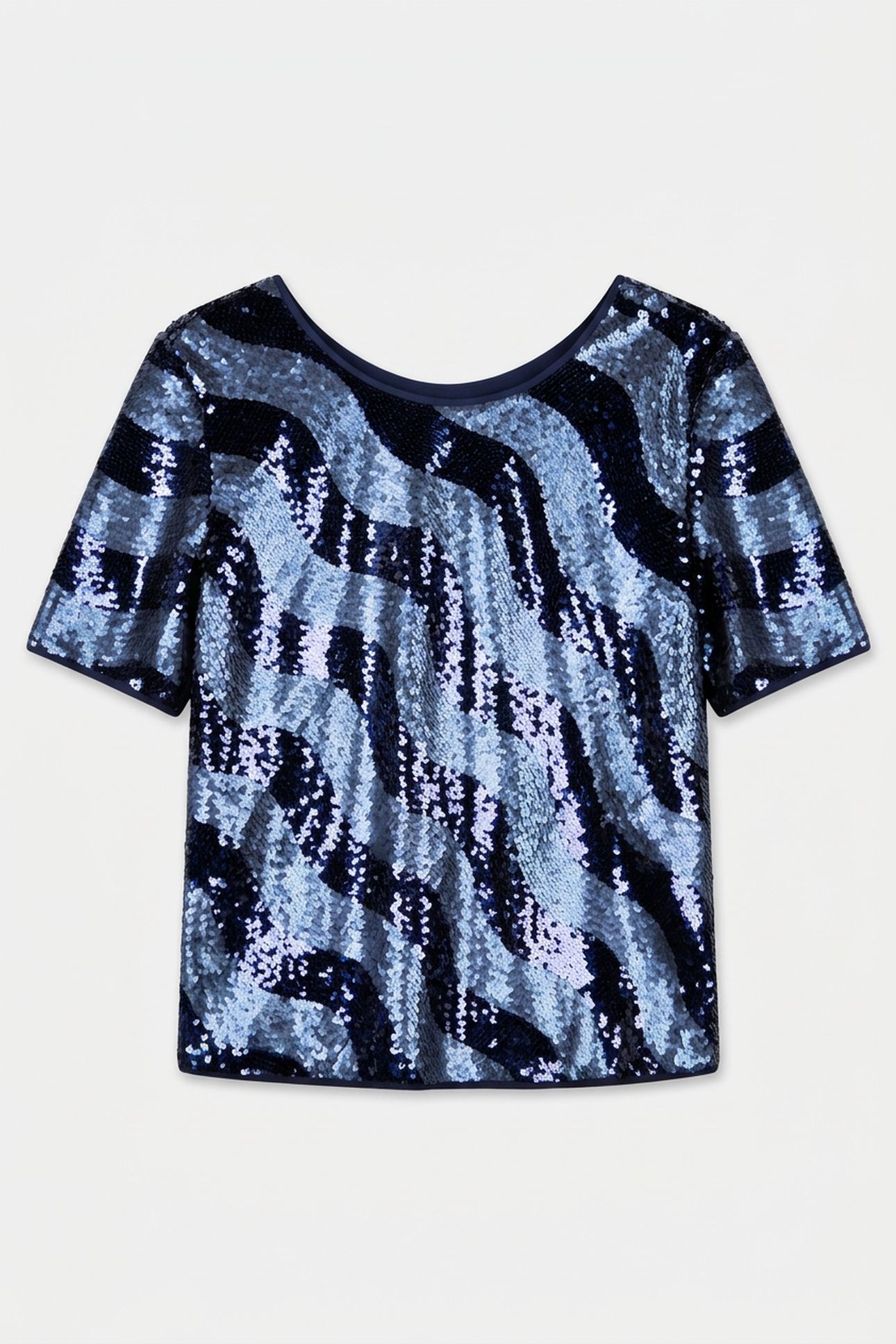 CYRUS - NAVY EMBROIDERED TOP WITH REVERSIBLE SEQUINS FRONT/B 3