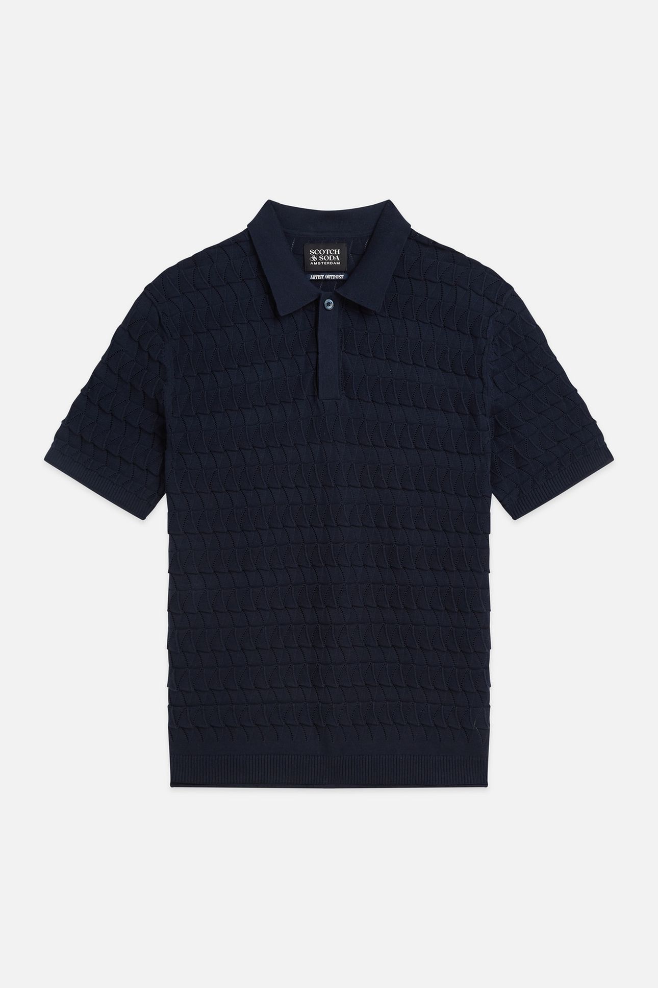 POINTELLE KNITTED REGULAR FIT POLO NAVY 4