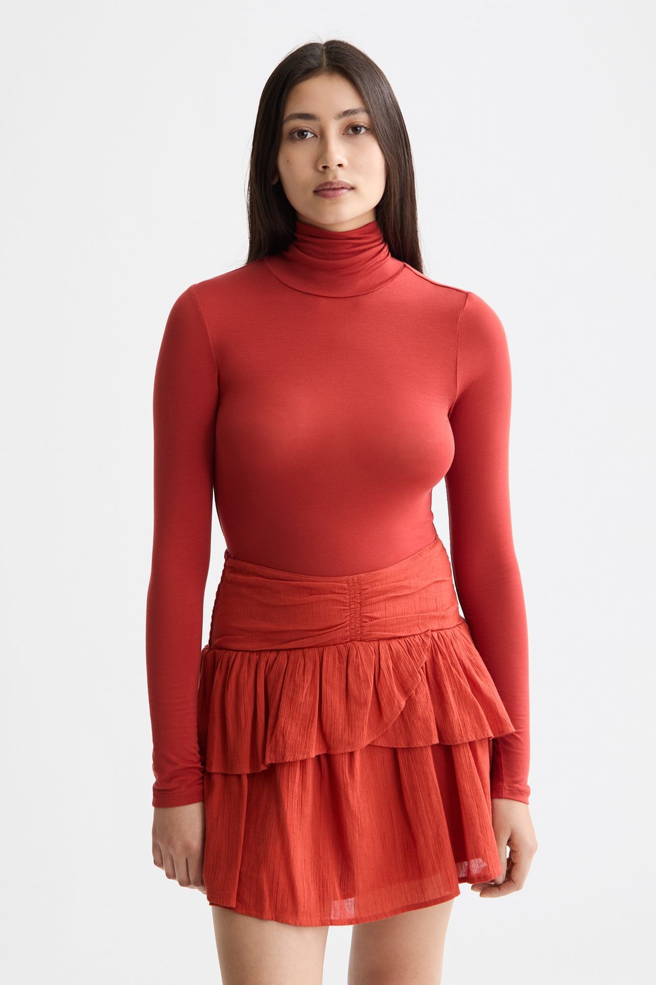 ROLL UP NECK LONG SLEEVE T-SHIRT KETCHUP 1