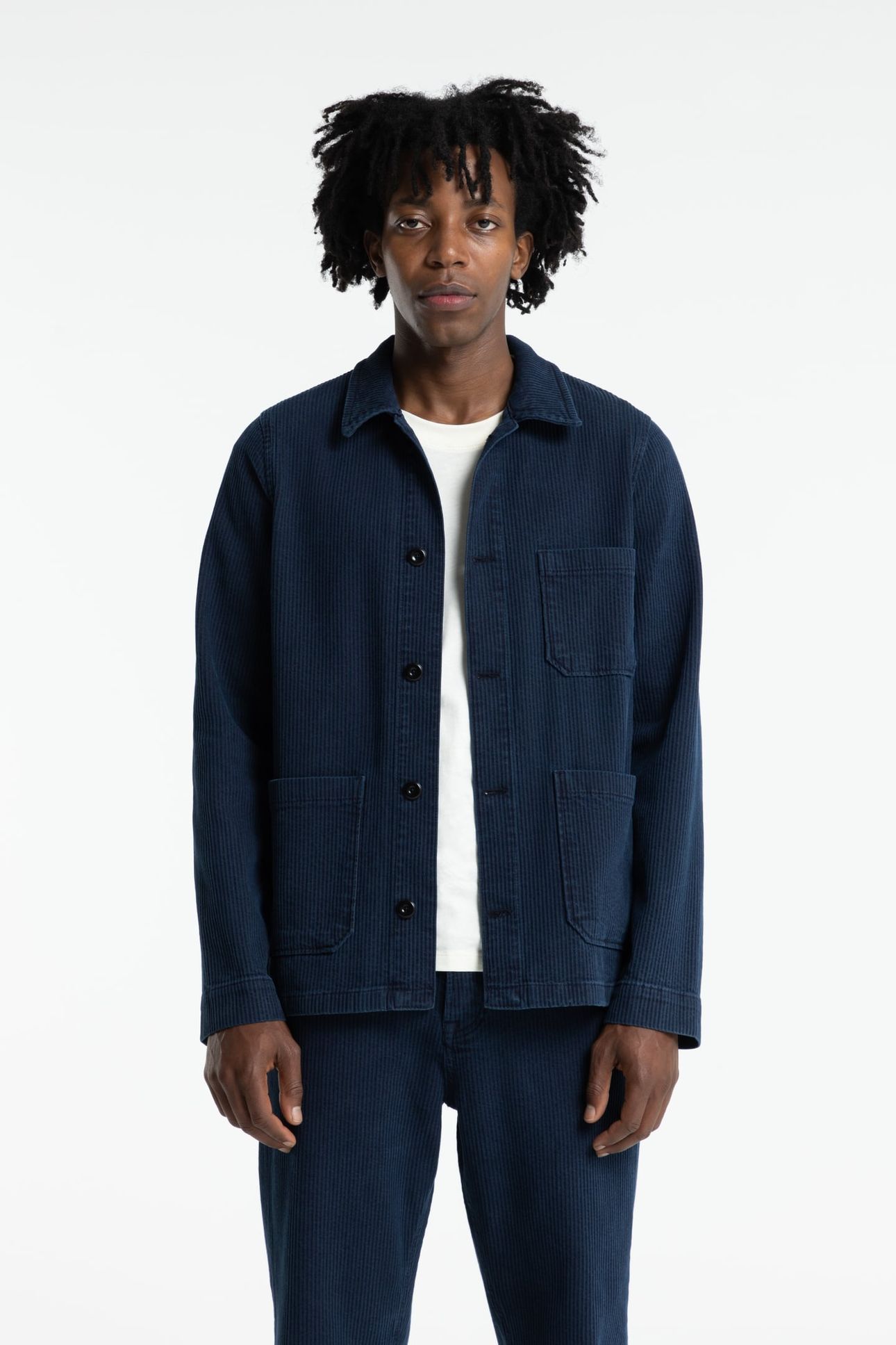 DUNCAN JACKET MID INDIGO CORD 1