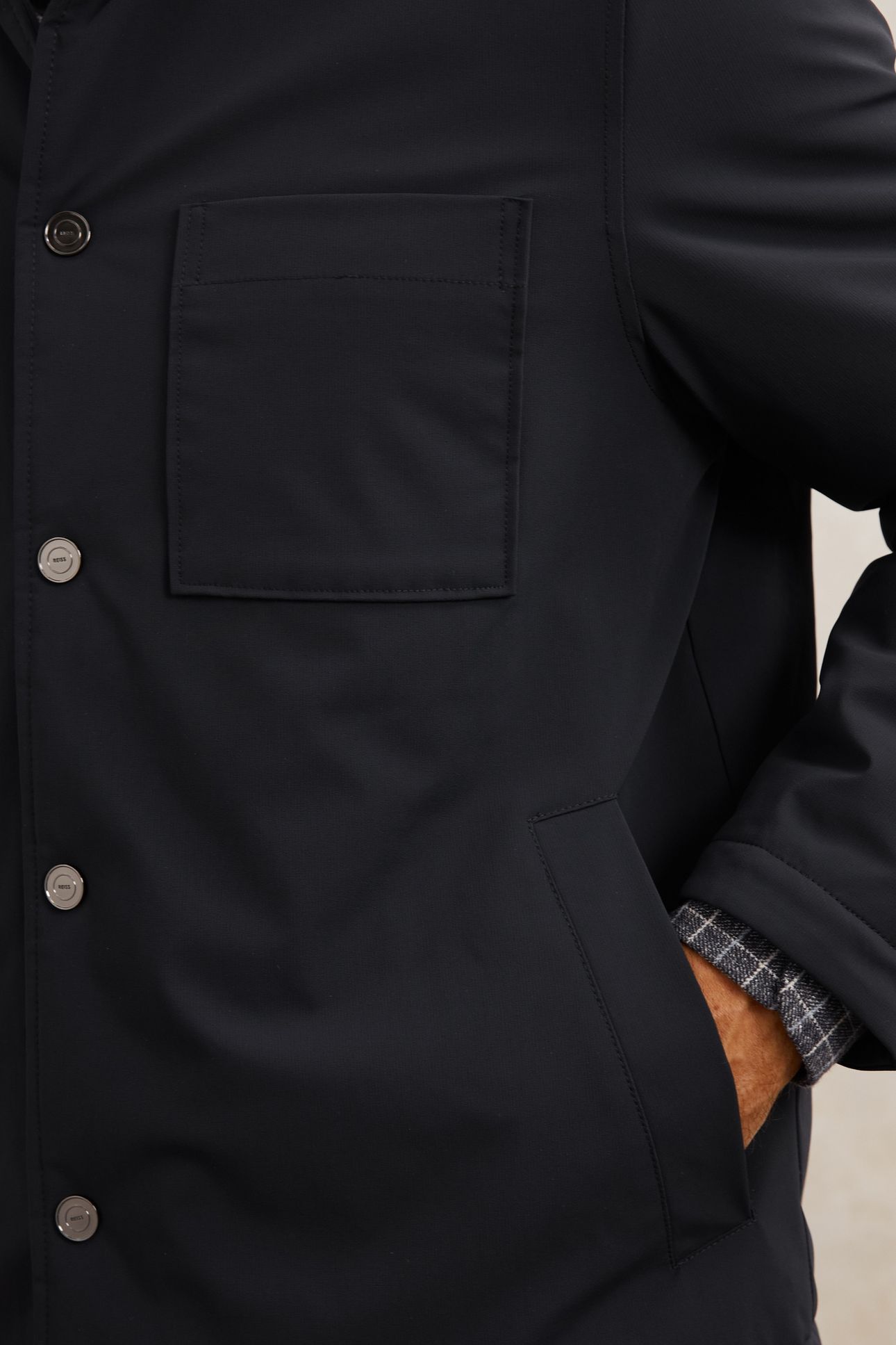 LS NYLON PATCH POCKET OVERSHIRT NAVY 5