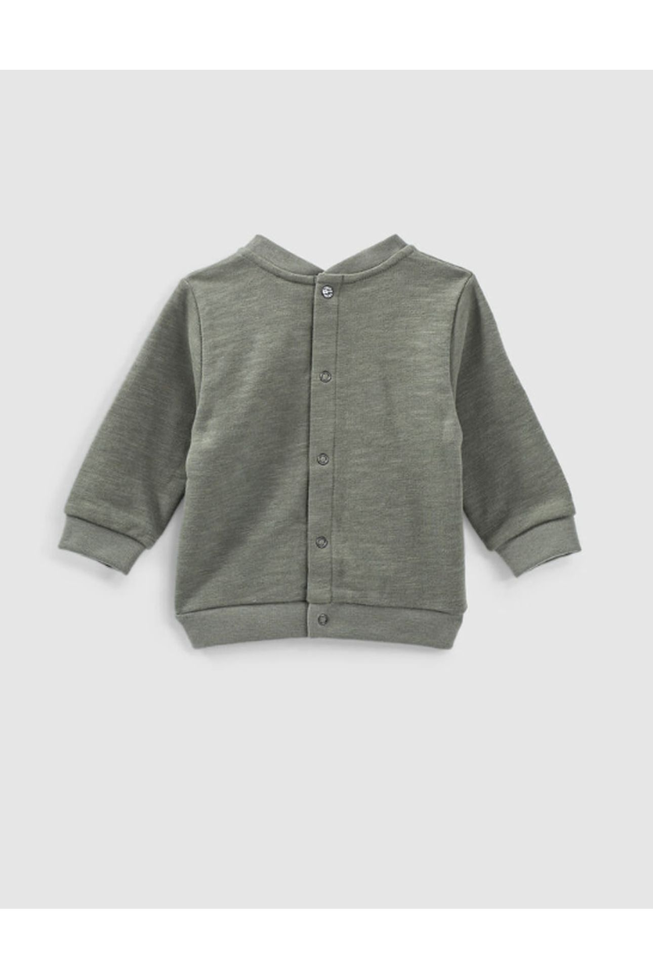 LIGHT KHAKI EMBROIDERED SKULL SWEATSHIRT IN ORGANIC BABY FLE 2