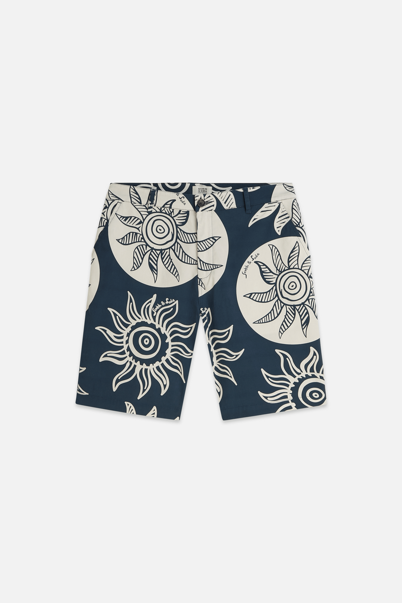 STUART PRINTED STRETCH COTTON CHINO SHORTS NAVY 1