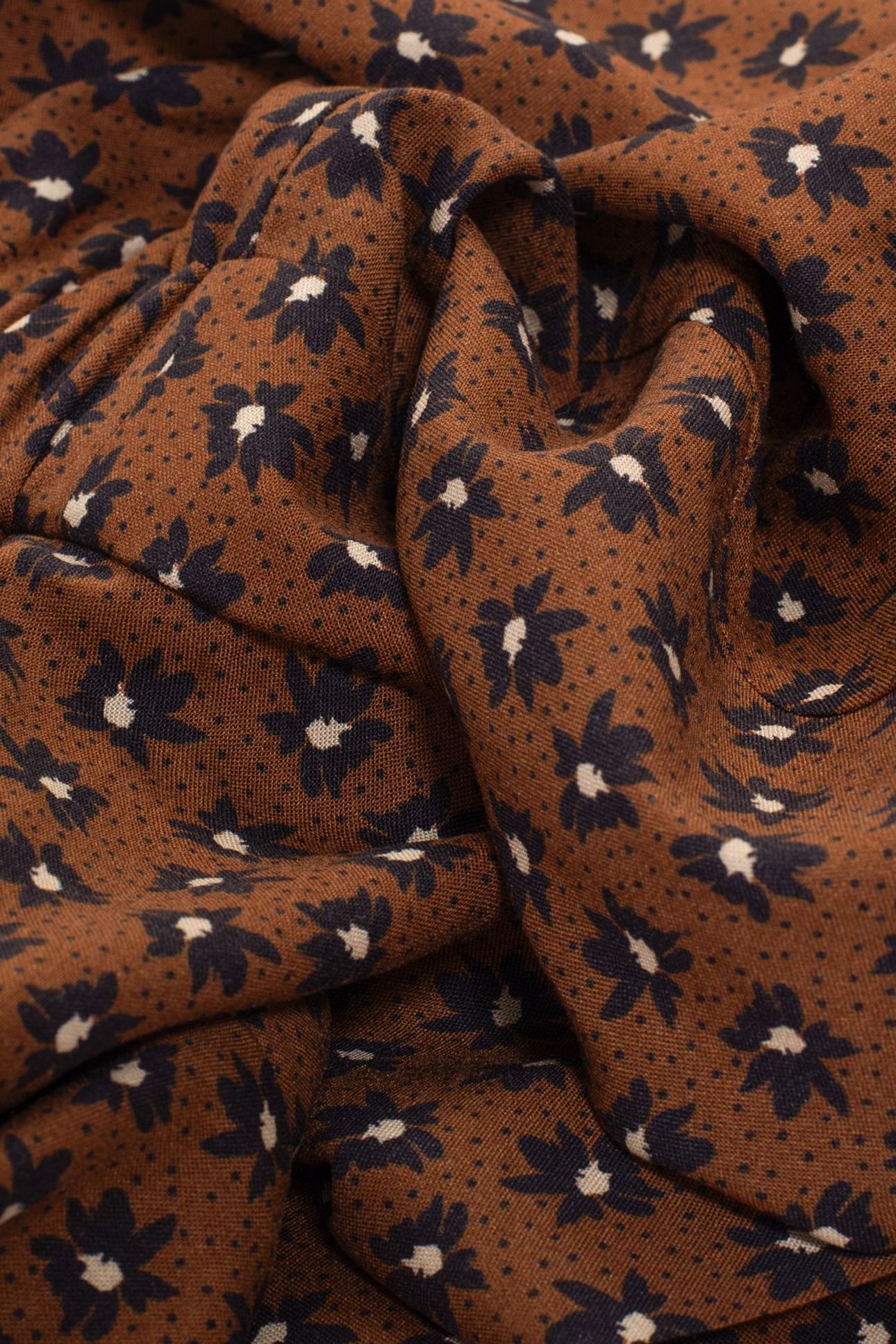 CAMEL DRESS WITH BLACK FLOWER PRINT 9