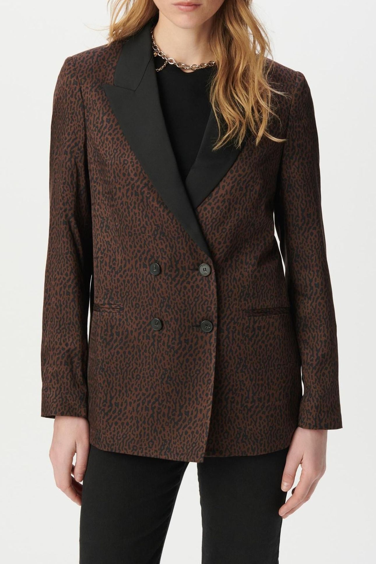 BROWN SUIT JACKET WITH LEOPARD PRINT 1