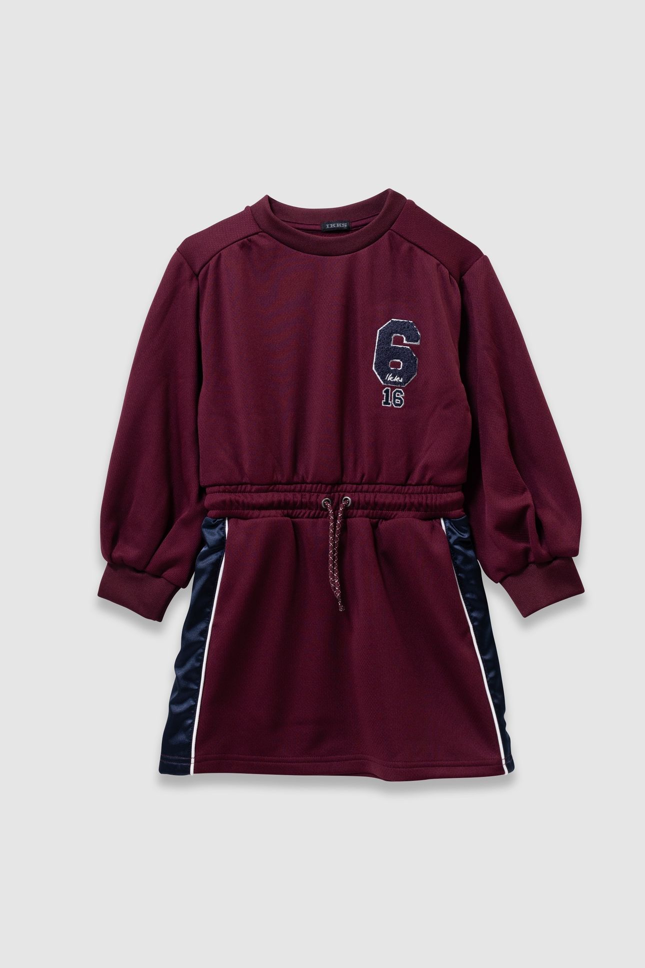 GIRLS’ BURGUNDY DRESS WITH SPORTY SIDE BANDS 1