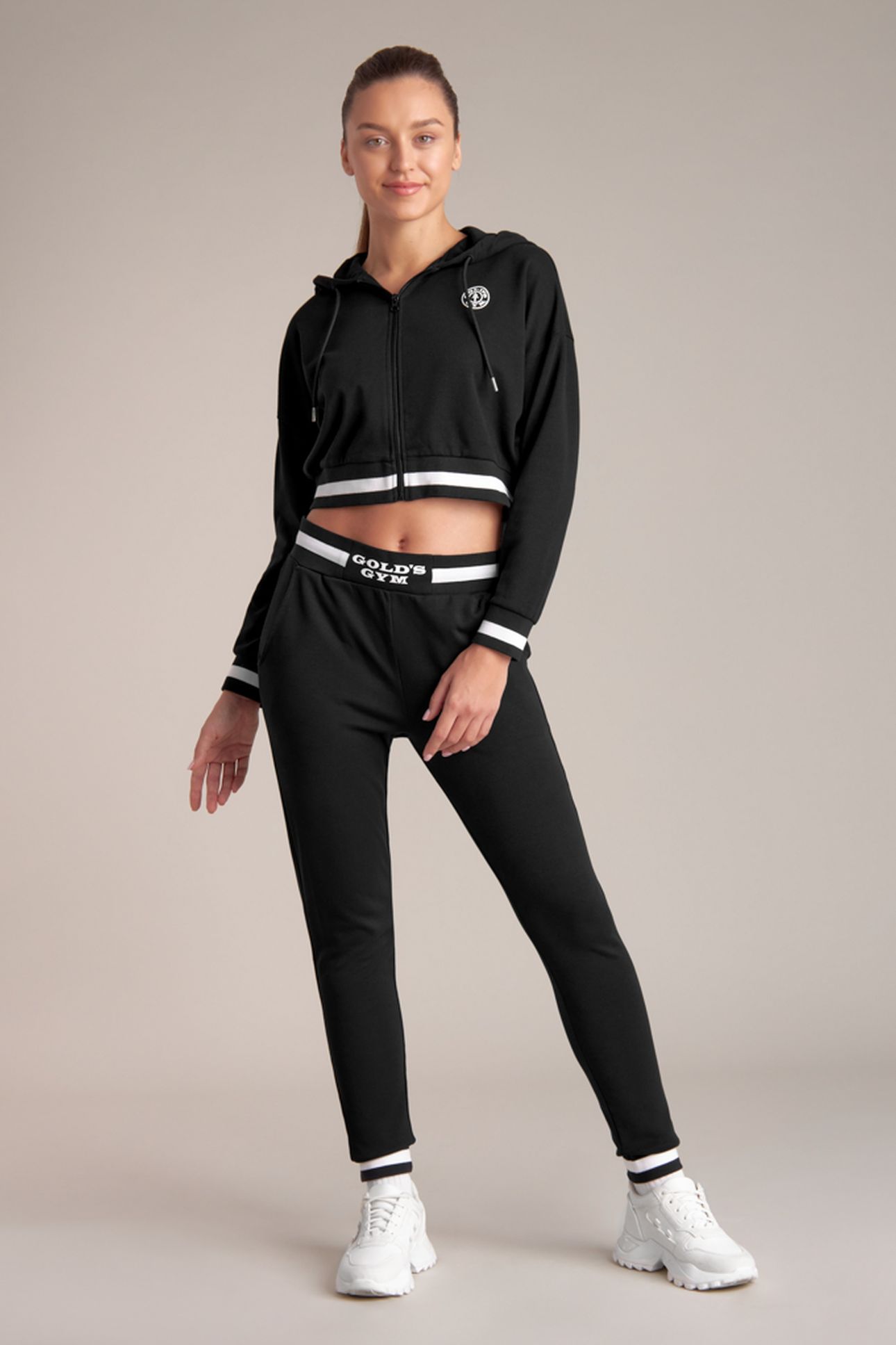 LADIES CROPPED HOODIE BLACK 1