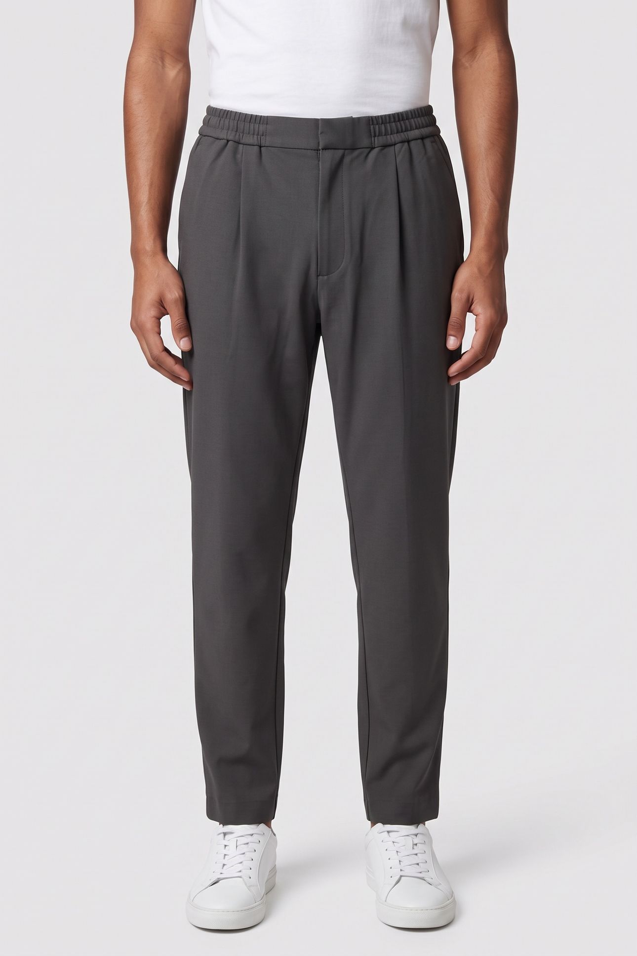 SLIM TAPERED KNIT PANTS DARK GREY 1