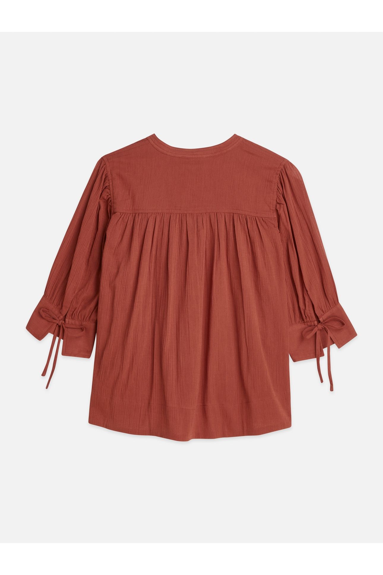 RELAXED BLOUSE WITH GATHERS BURNT HENNA 5