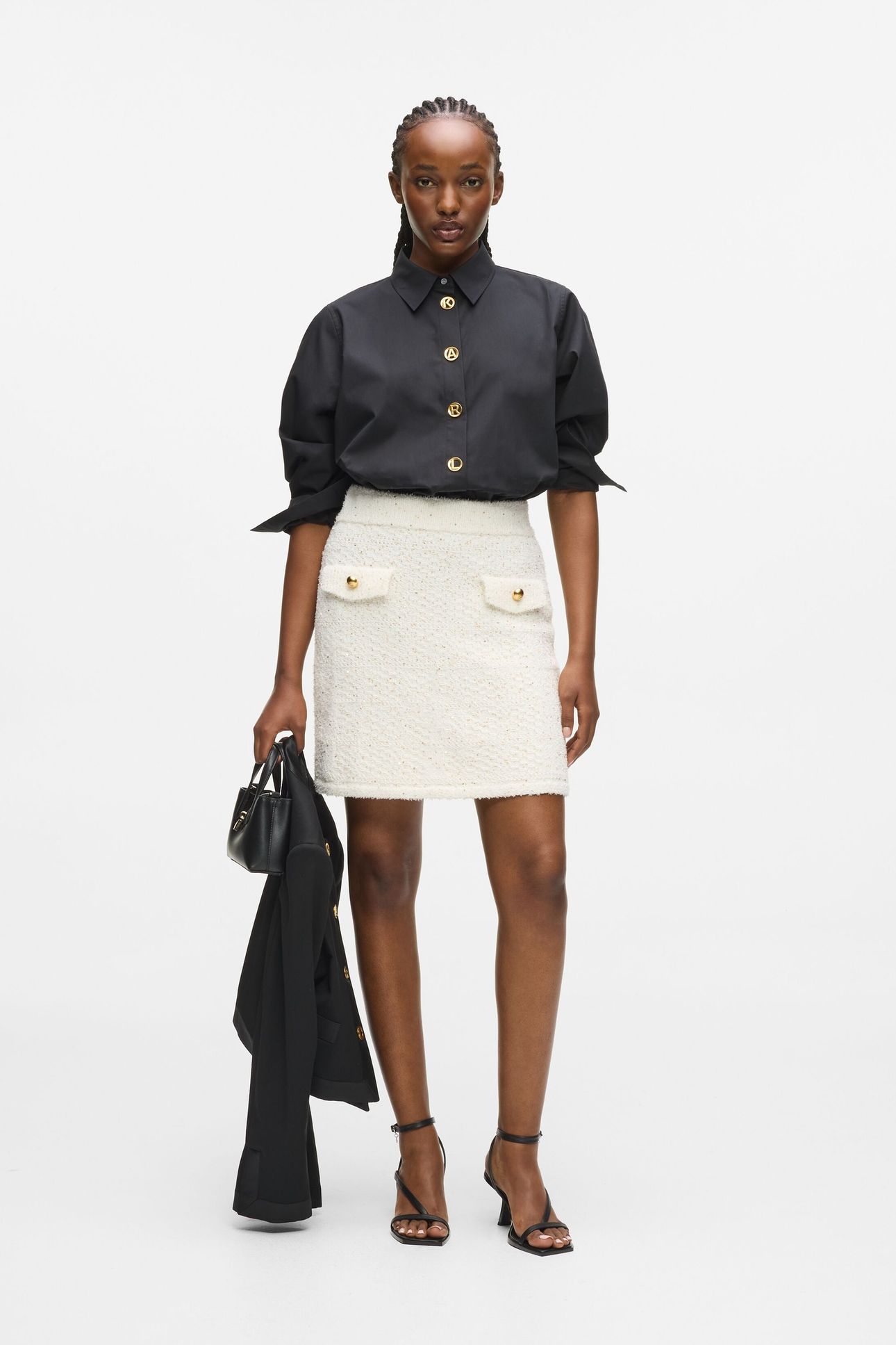 BOUCLE KNIT SKIRT CANNOLI CREAM 1