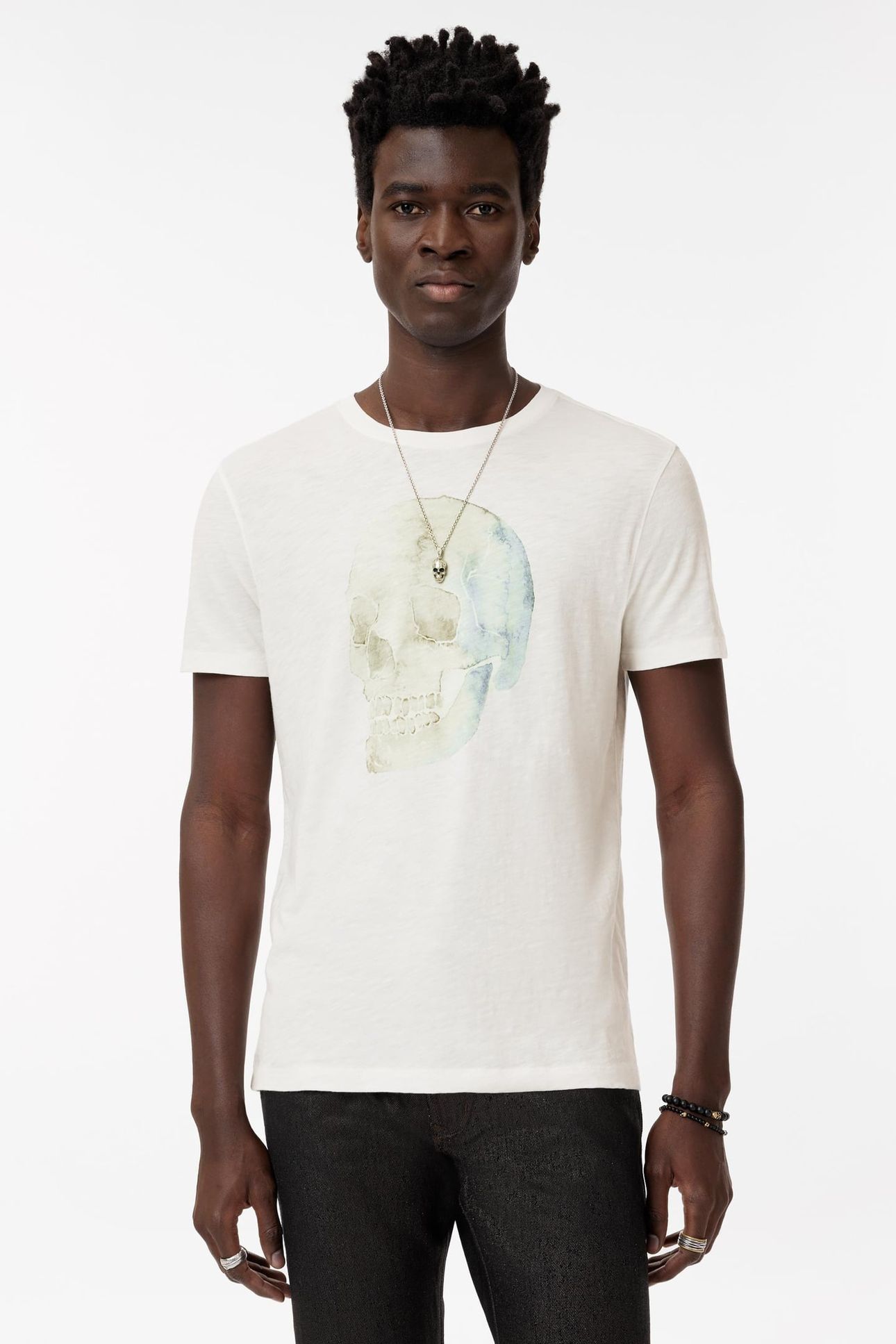 SS CREW TEE - WATERCOLOR SKULL SALT 1