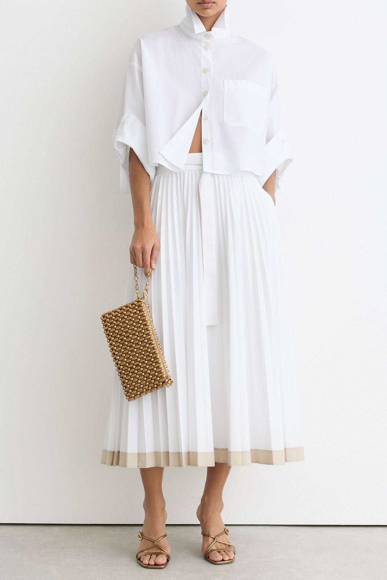 PLEATED COTTON SKIRT IVORY 1